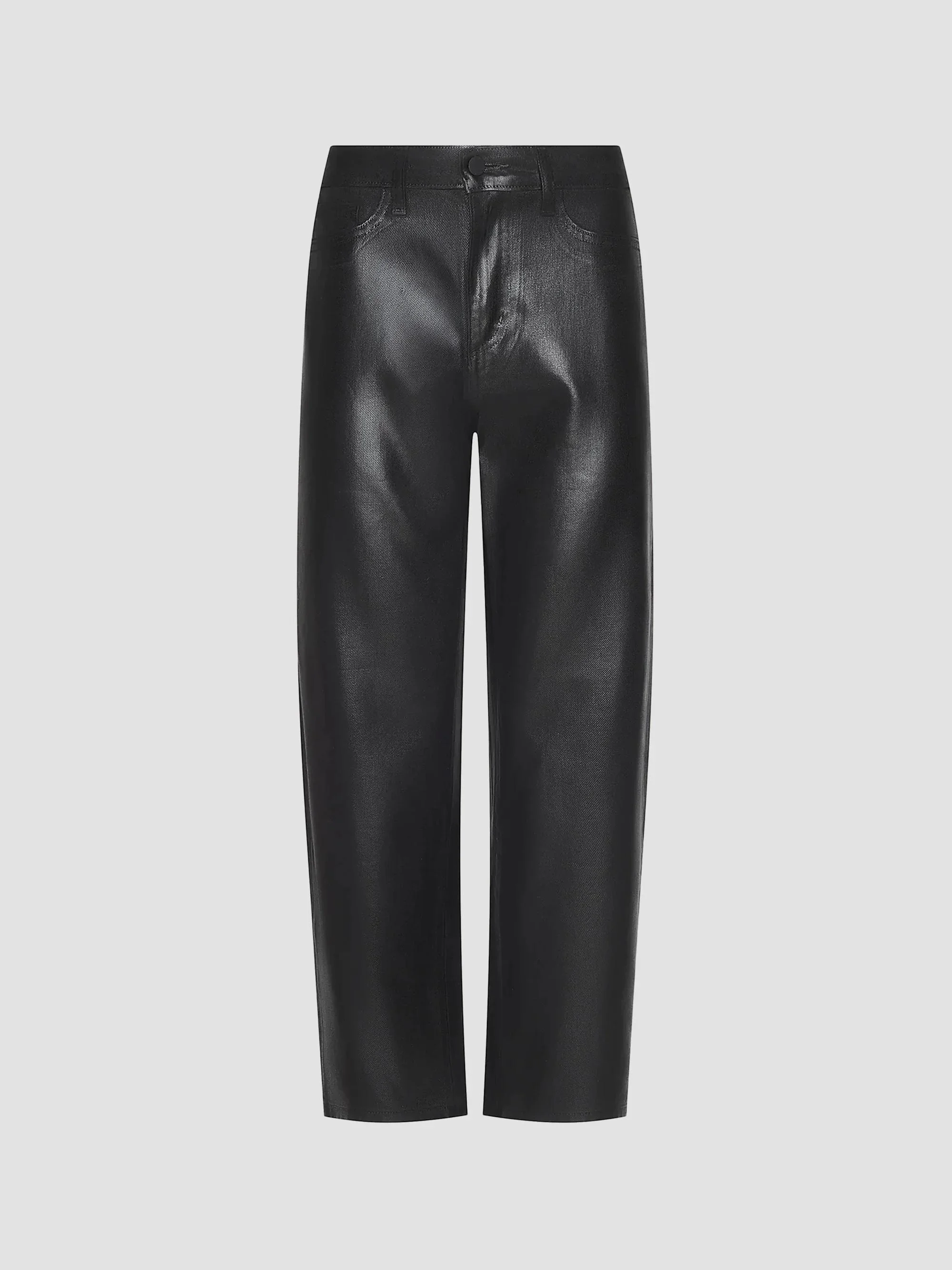 Women's Mallis Coated High-Rise Barrel-Leg Jeans - Noir Coated - 1
