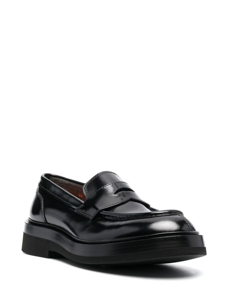 Santoni patent-finish leather loafers outlook