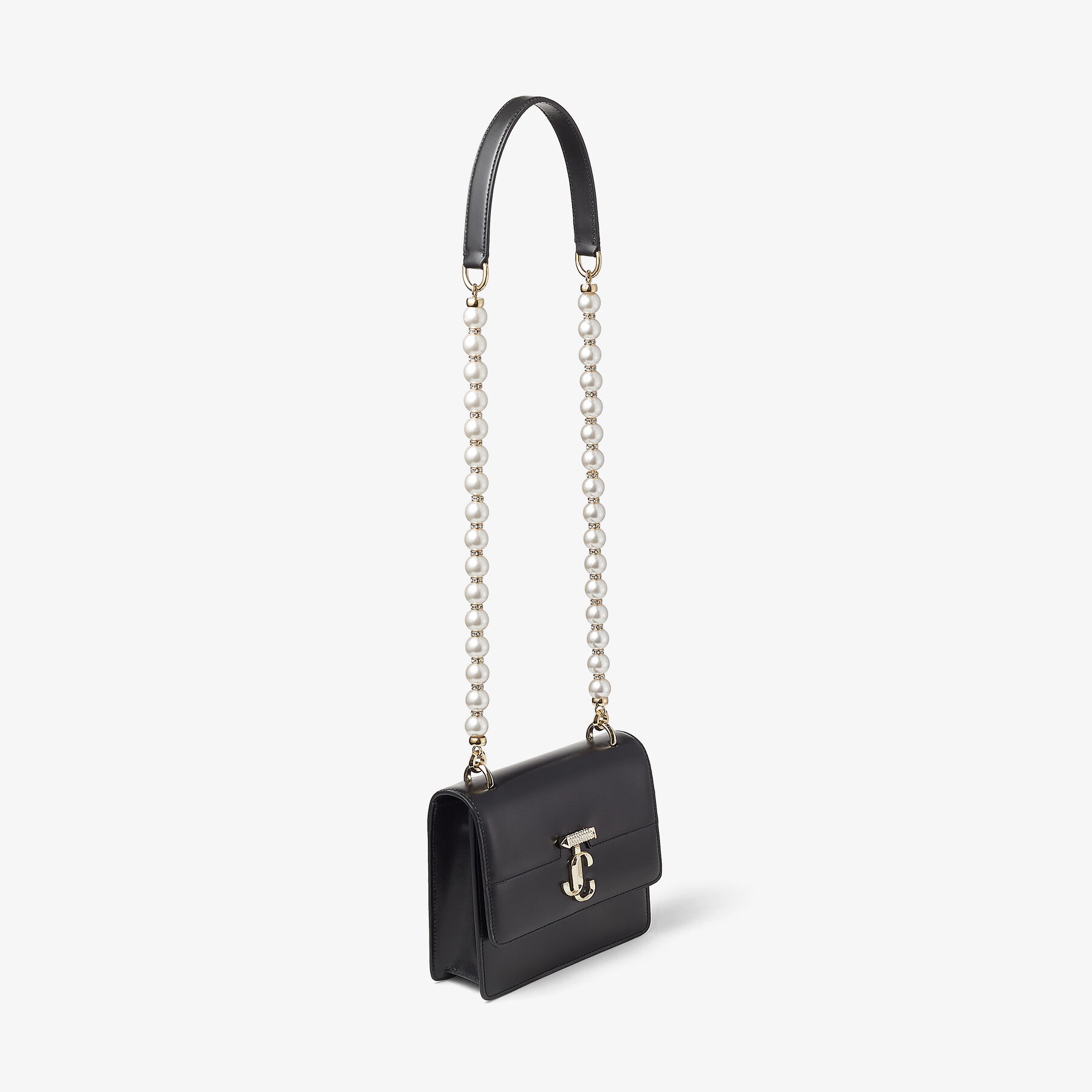 可愛い☆Jimmy Choo MARCHELIN レザーパールチェーンバッグBLACK Jimmy Choo Marcheline Pearl Small Drawstring Bucket