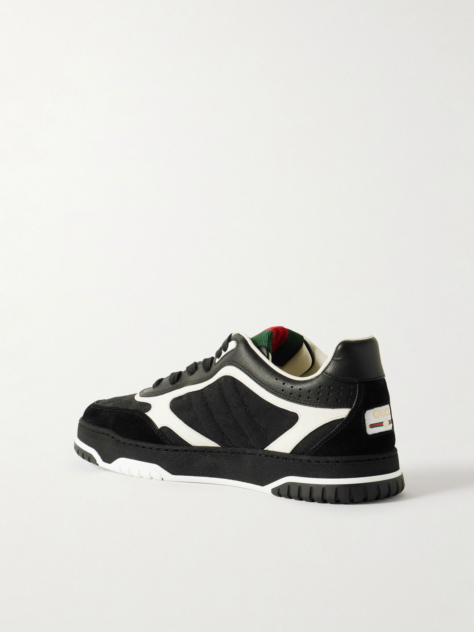 Re-Web Suede and Webbing-Trimmed Canvas and Leather Sneakers Black - 4
