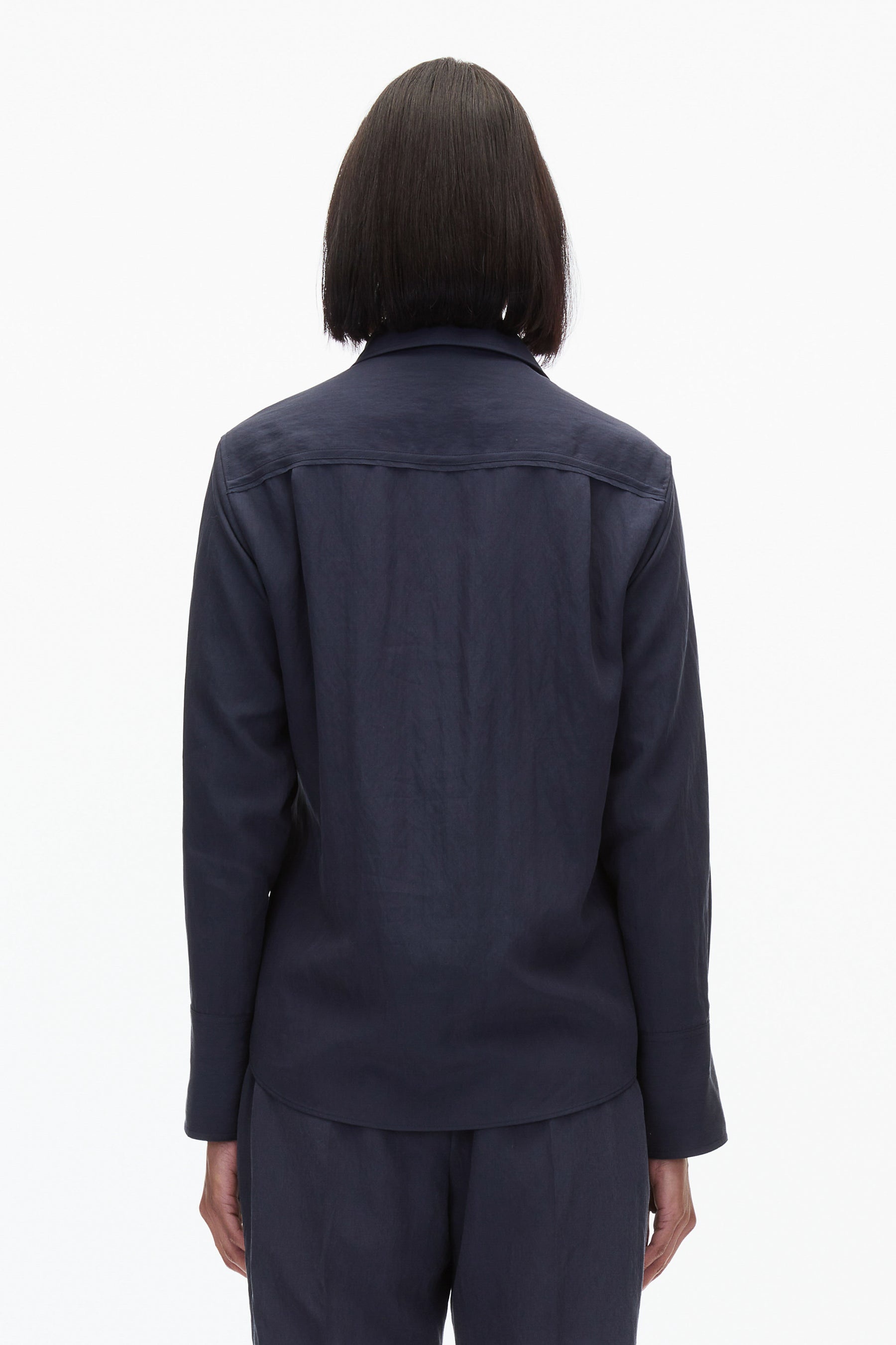 Draped Crossover Long Sleeve Shirt - 4