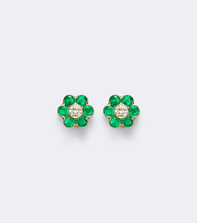 Flora 18kt gold earrings with emeralds and diamond 1