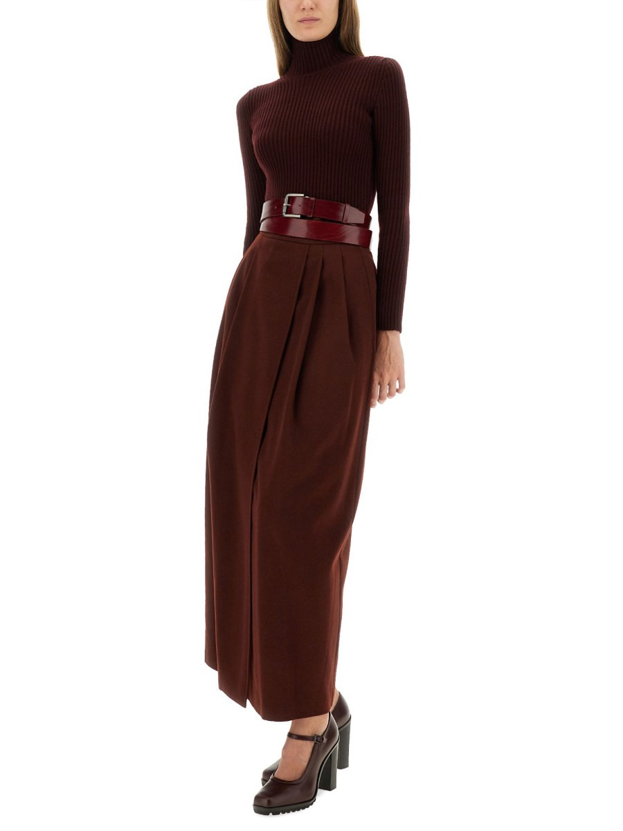 CAMEL HAIR LONG RAFT SKIRT - 2