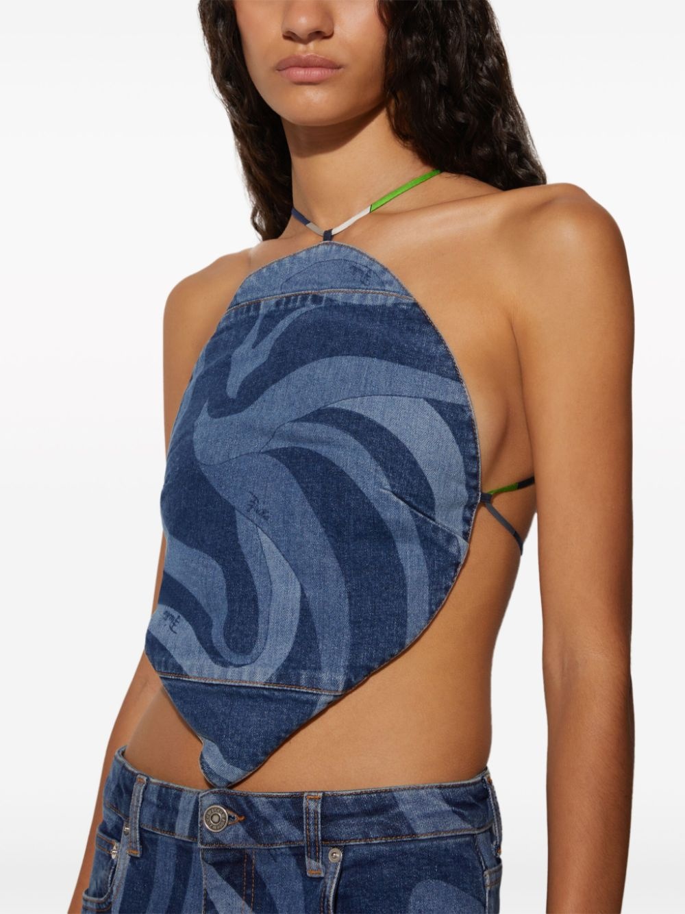 Marmo-print denim top - 5