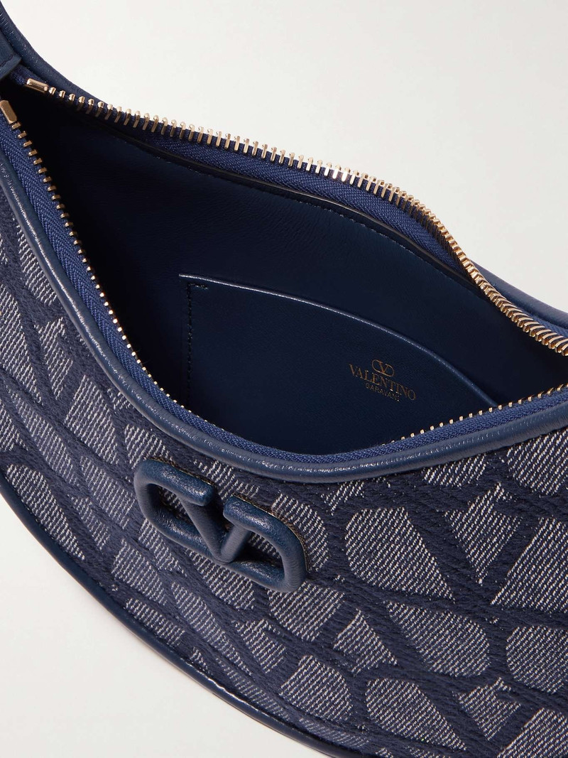 VLOGO mini leather-trimmed denim-jacquard shoulder bag 5