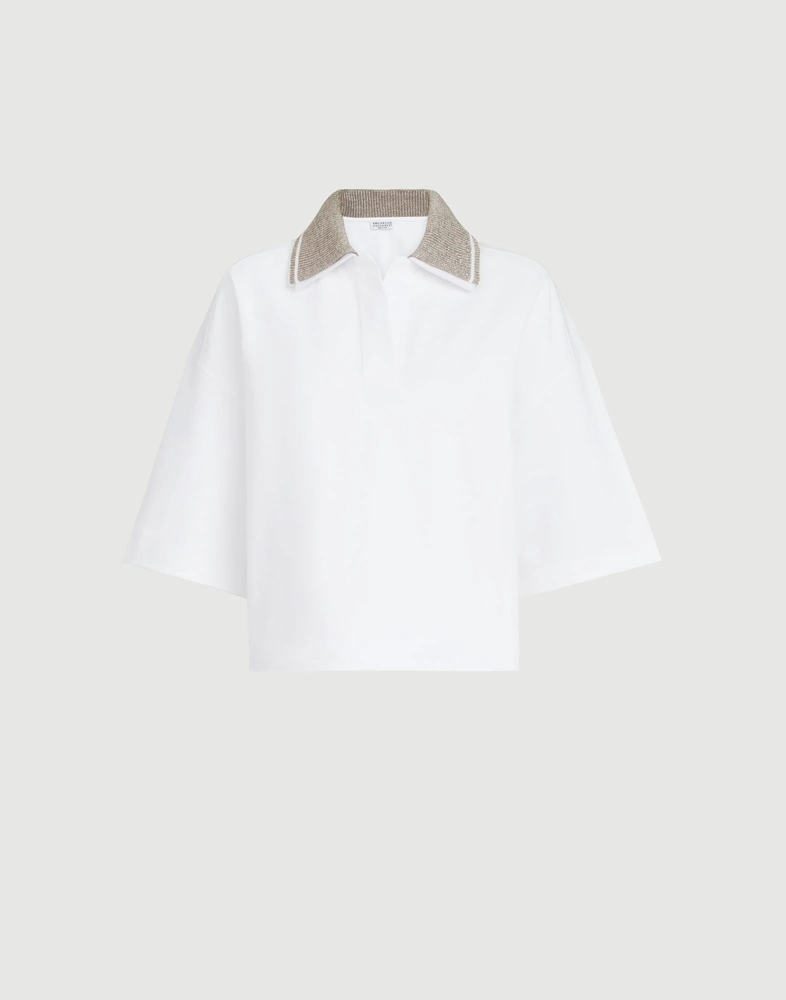 Couture interlock polo shirt with sparkling knit collar - 1