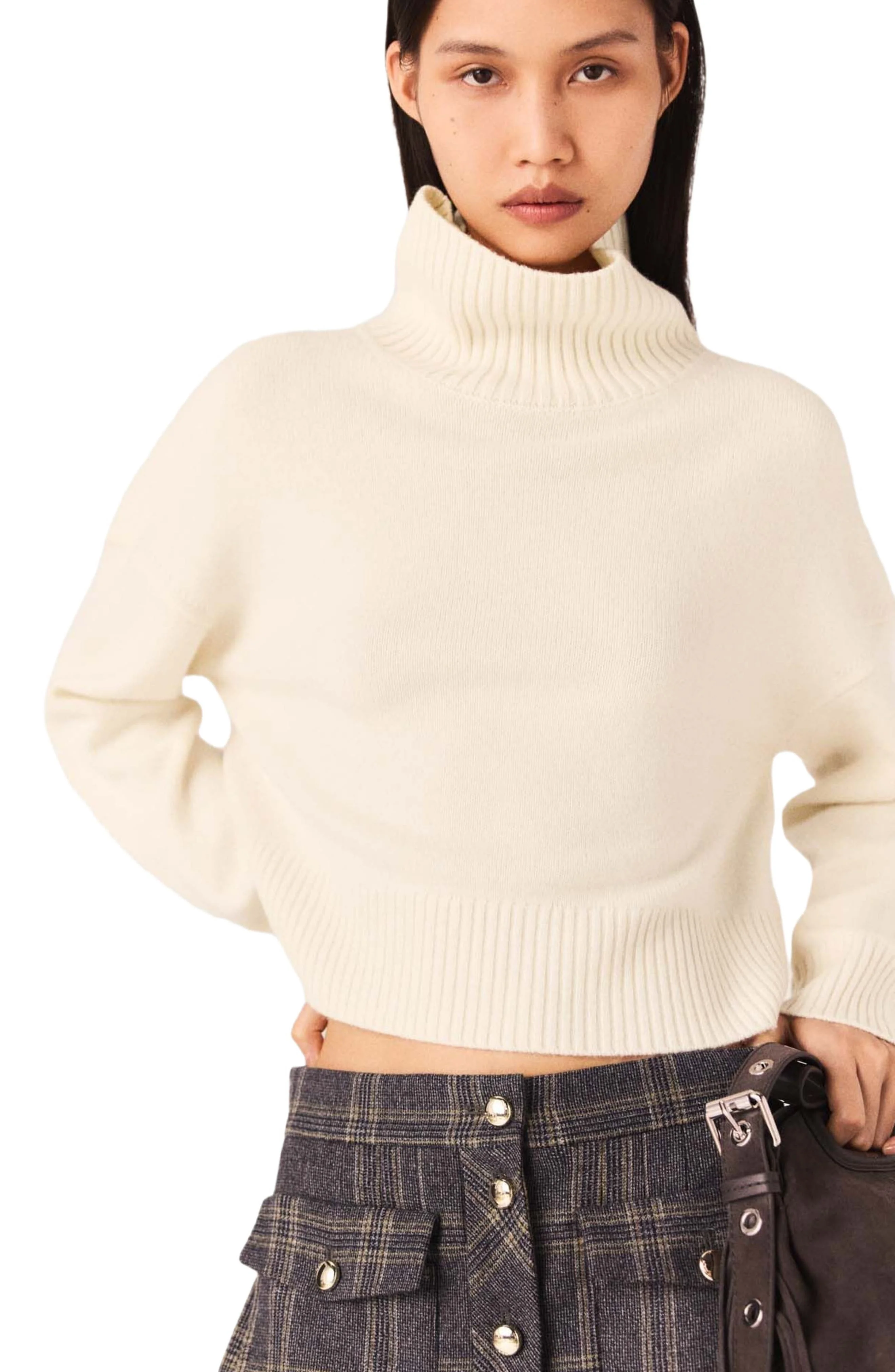 maje High-neck cashmere sweater in Ecru at Nordstrom - 1