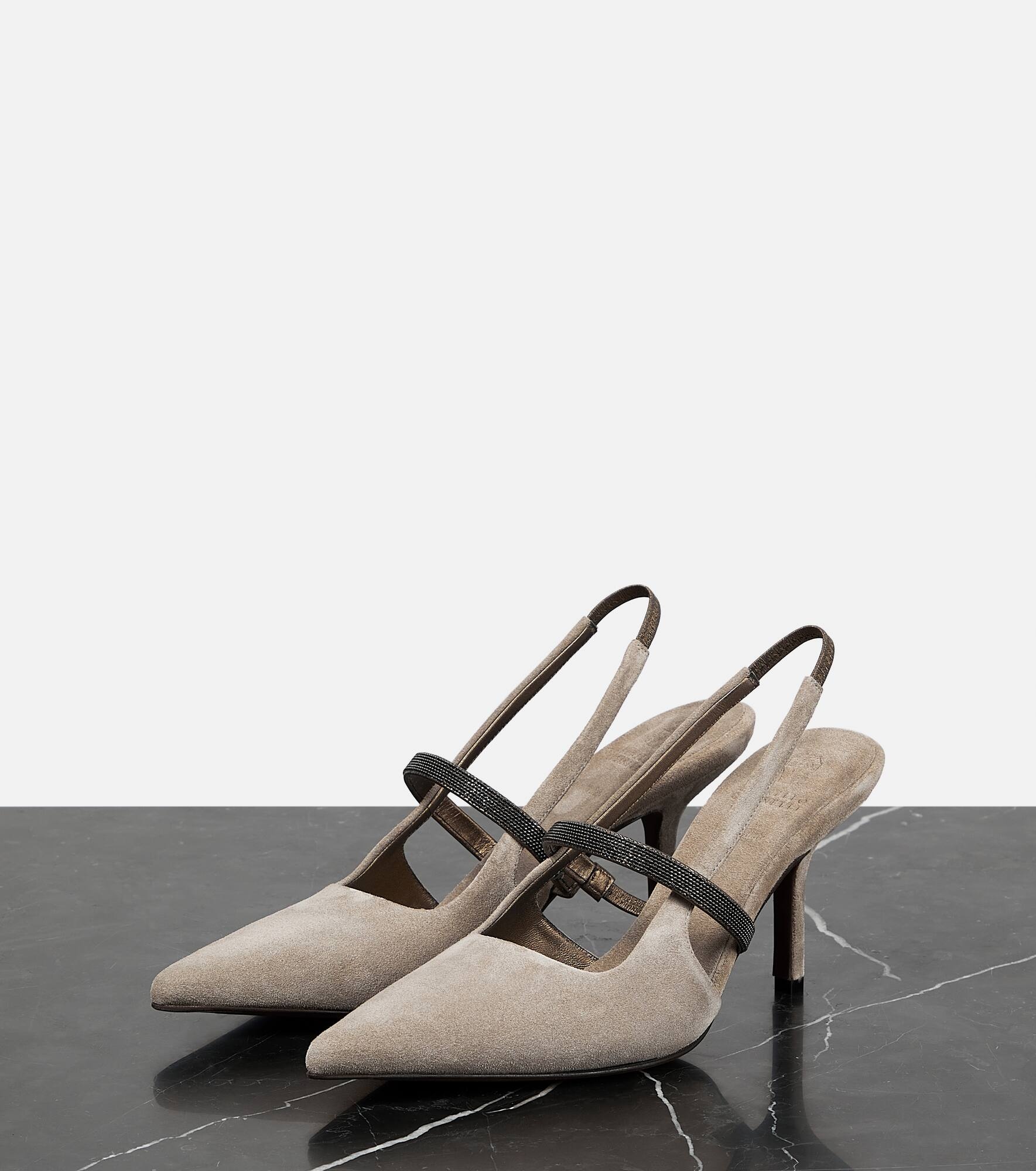 Embellished suede slingback pumps - 5