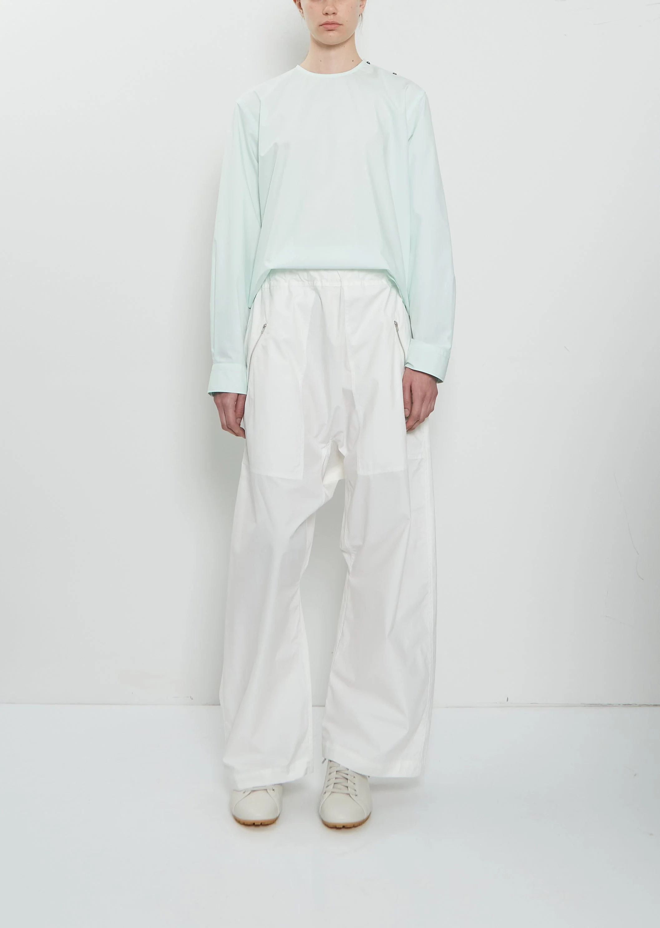 Pack Side Zip Cotton Pant — White - 1
