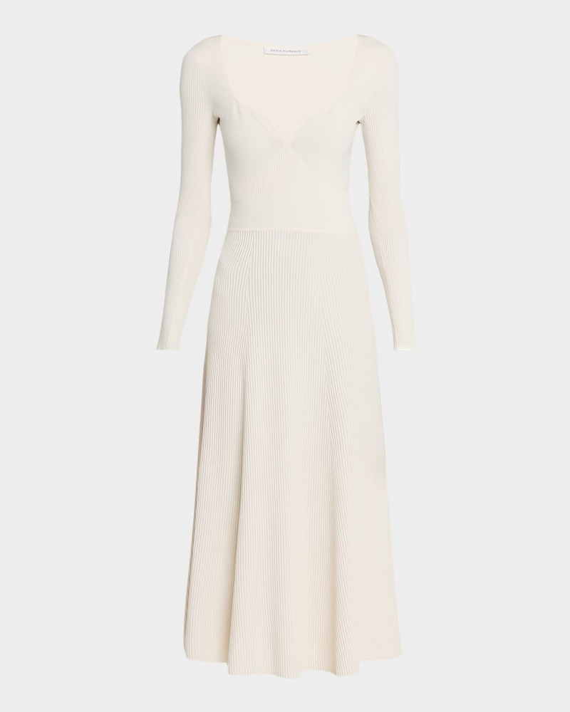 Ribbed Bustier Long-Sleeve Midi Dress 1