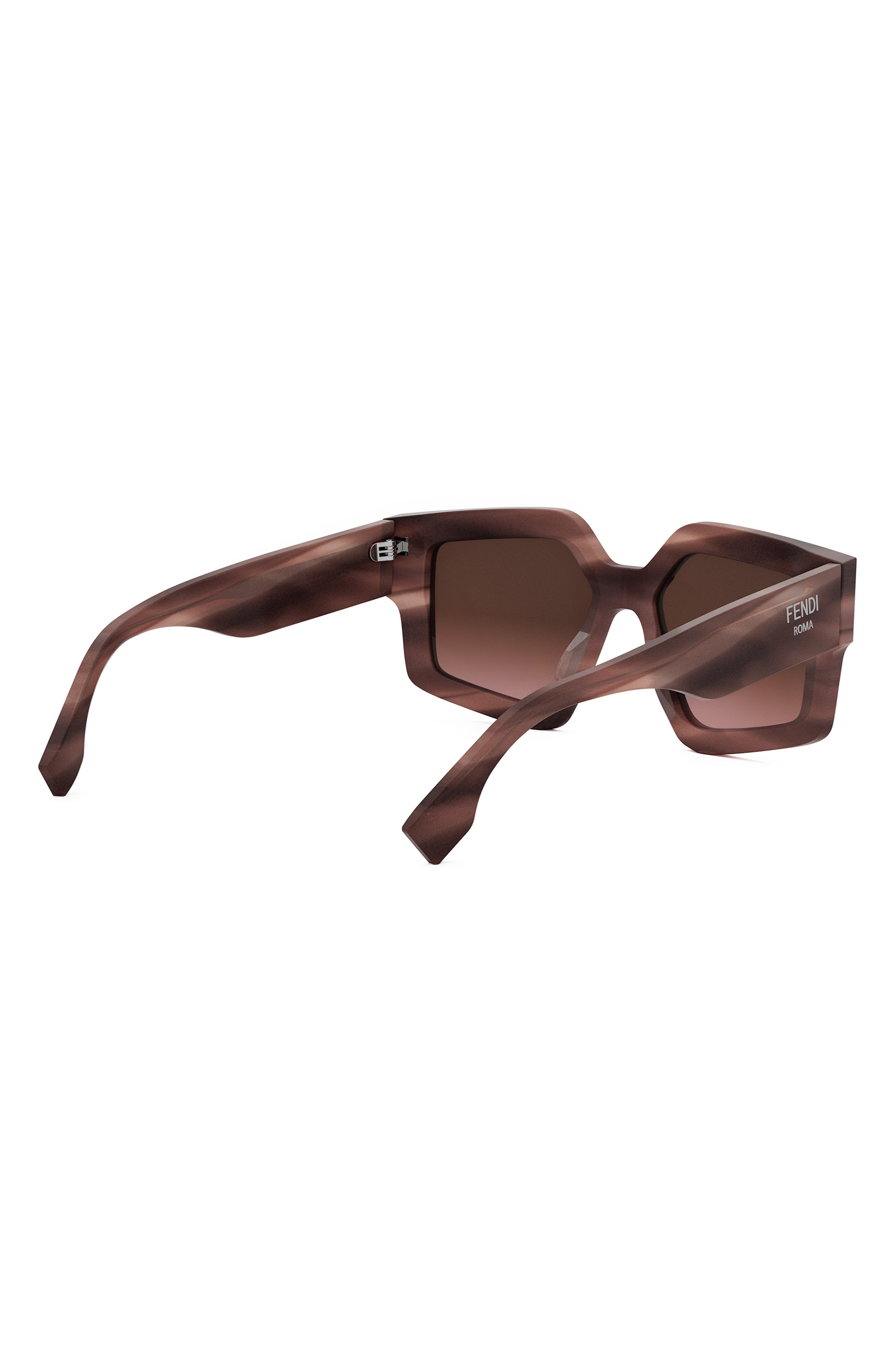 Fendi Roma 52mm Square Sunglasses in Pink /Other /Gradient Brown at Nordstrom - 4