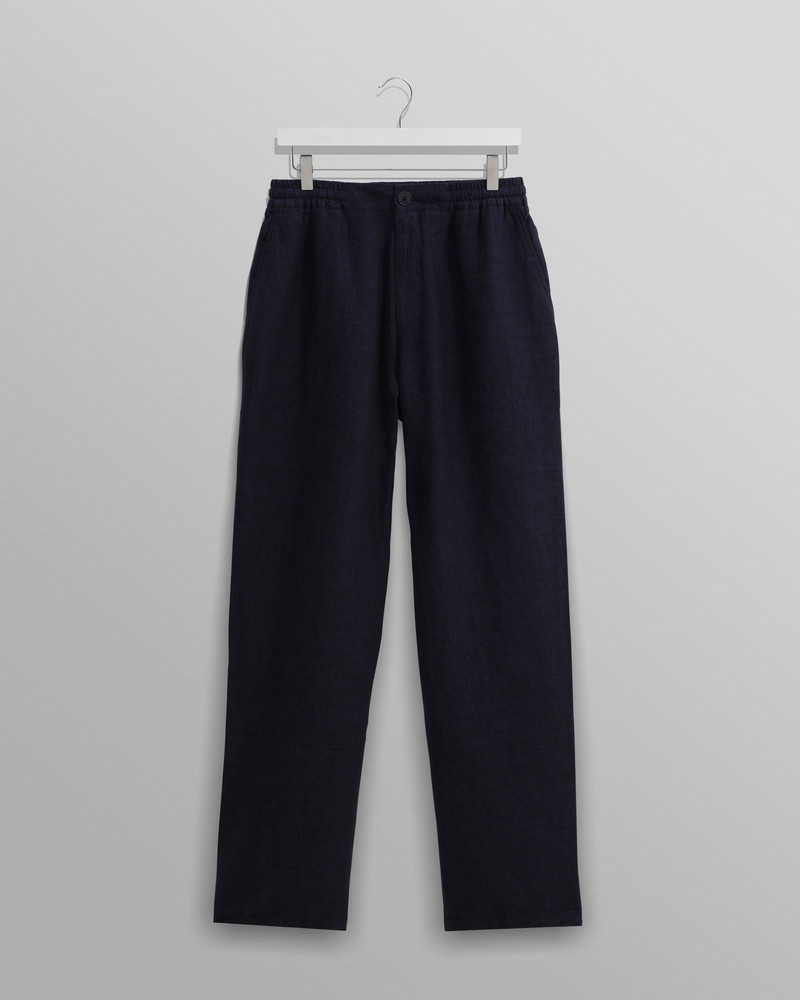 Glencoe - Navy Two-Tone Linen Trousers 1
