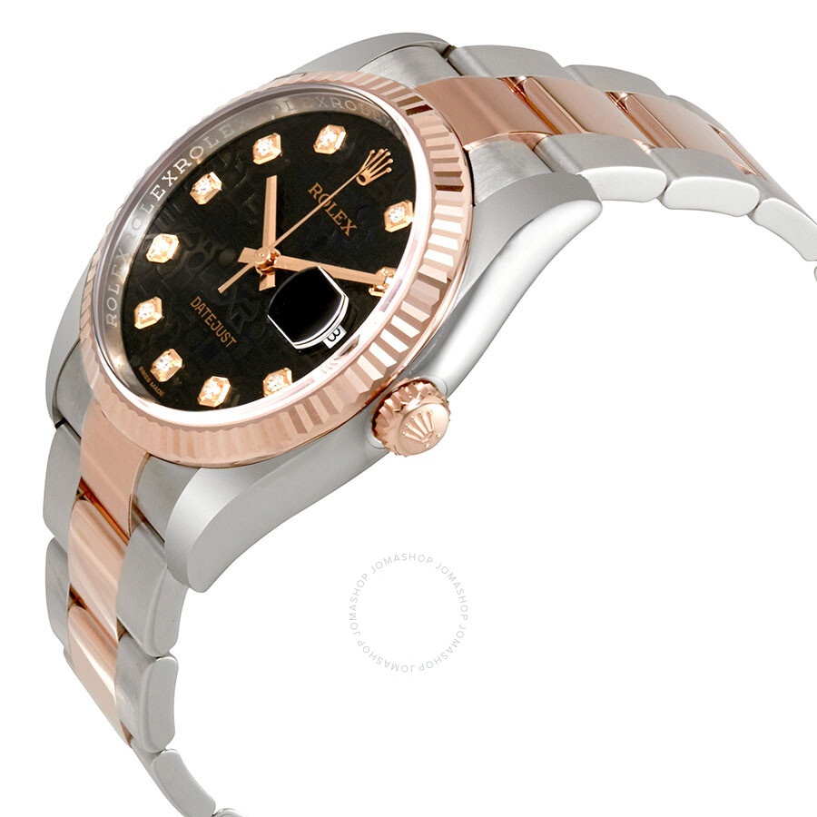 Rolex Oyster Perpetual Datejust 36 Black Dial Stainless Steel and 18K Everose Gold Bracelet Automati - 2