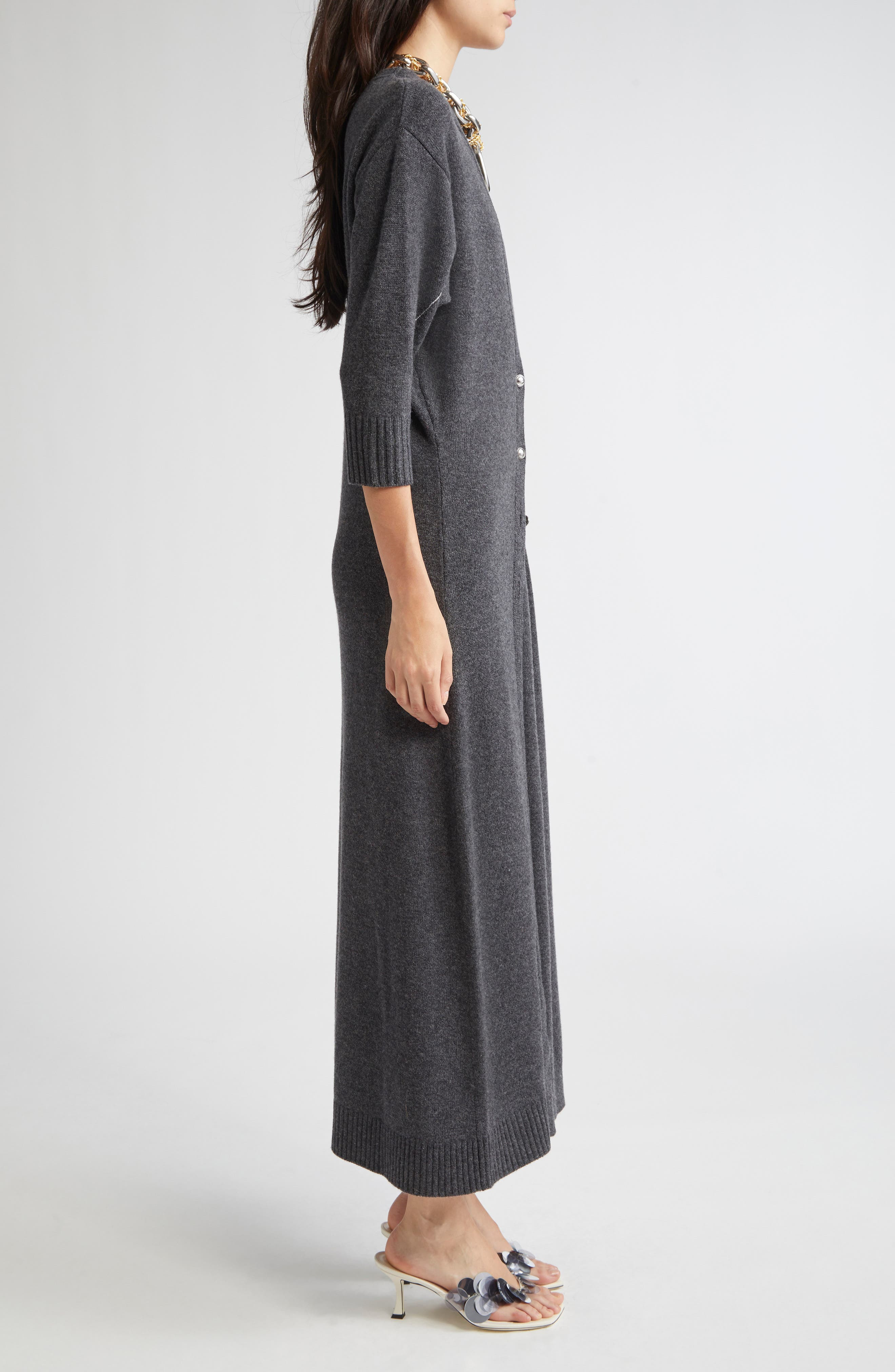 Rabanne Layered Look Wool Blend Sweater Dress in Dark Grey at Nordstrom - 3