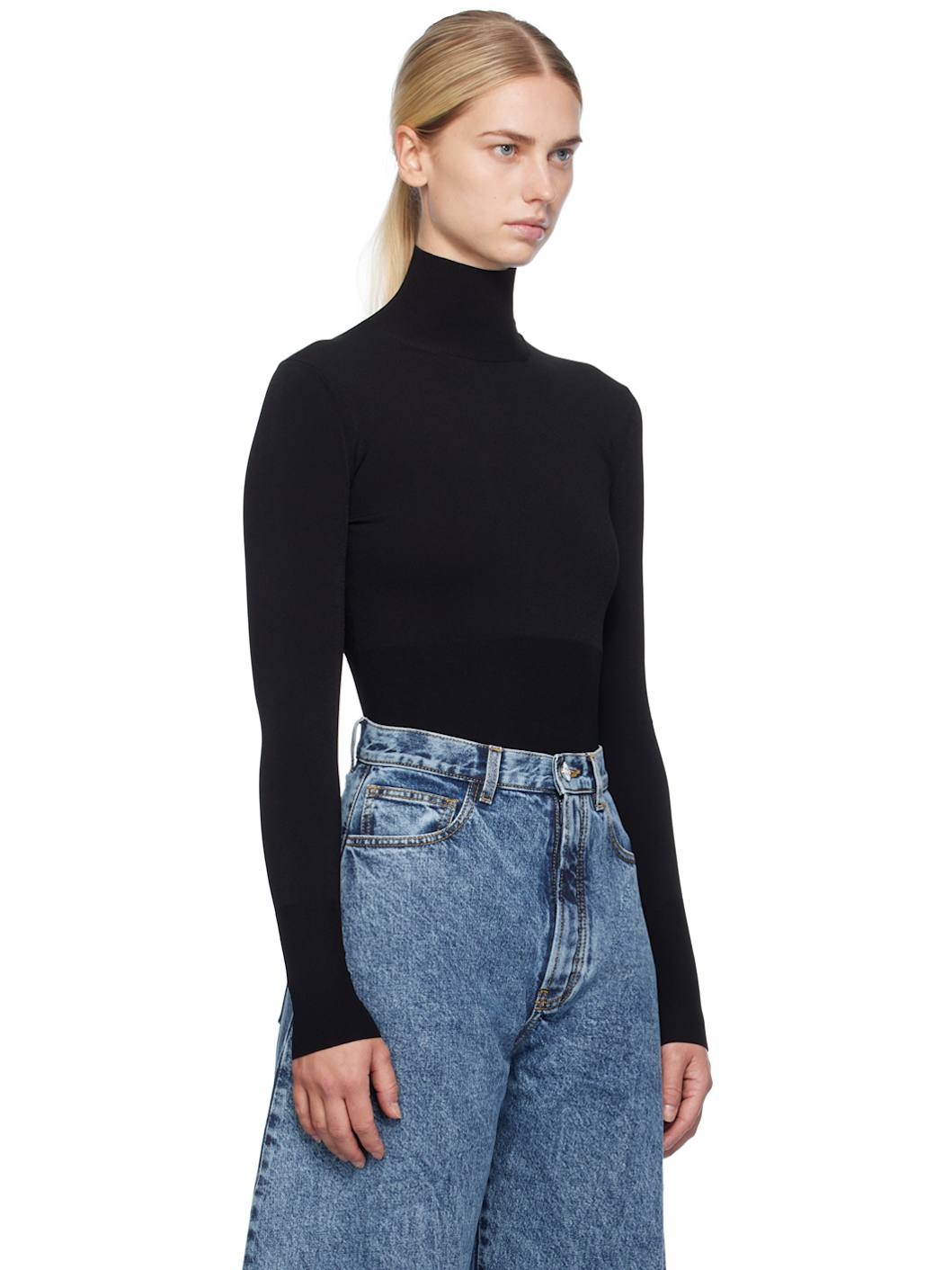 Black Rib Turtleneck - 2