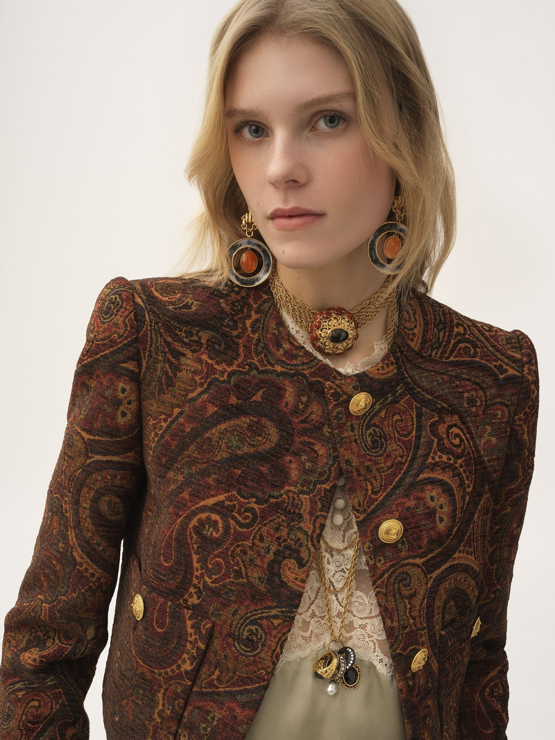 BOXY COLLARLESS JACKET IN TAPESTRY JACQUARD 8