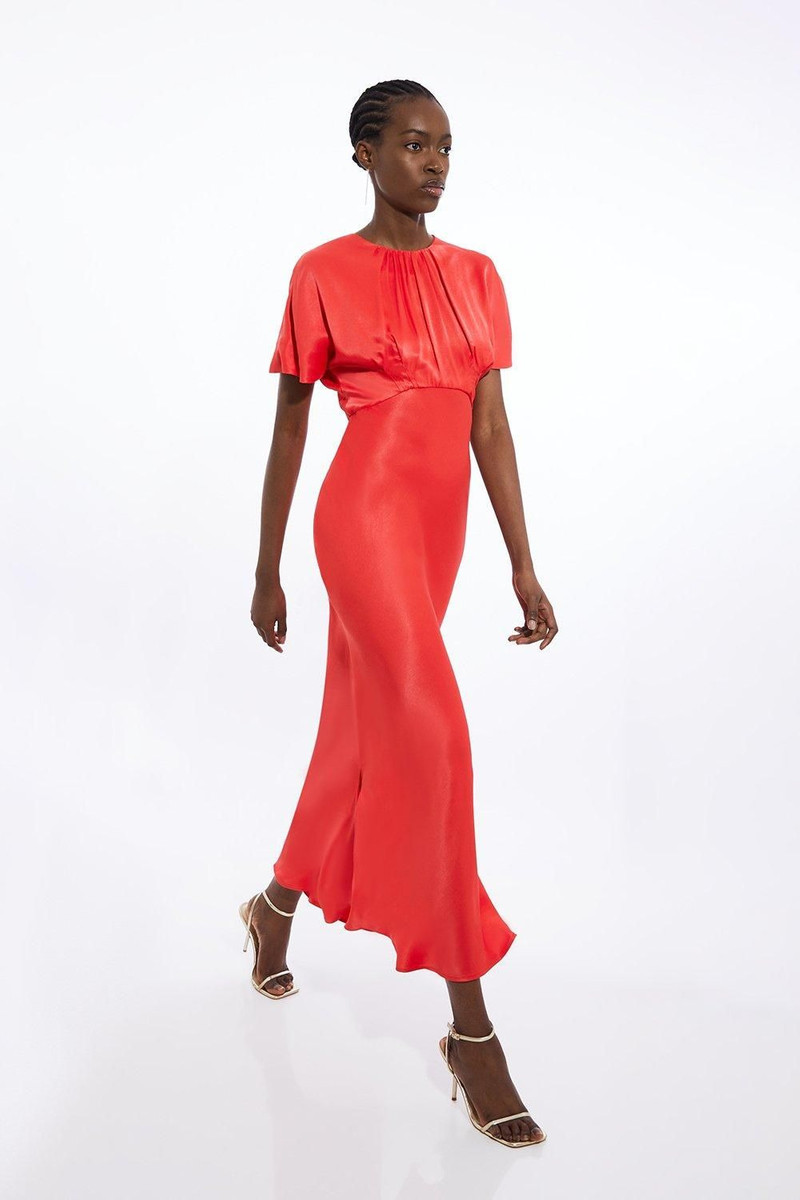 Satin Woven Crepe Maxi Dress 1
