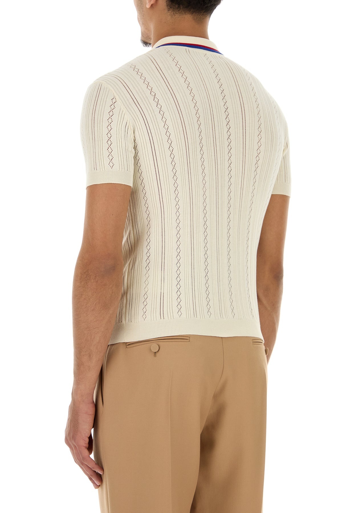 Ivory cotton polo shirt - 4
