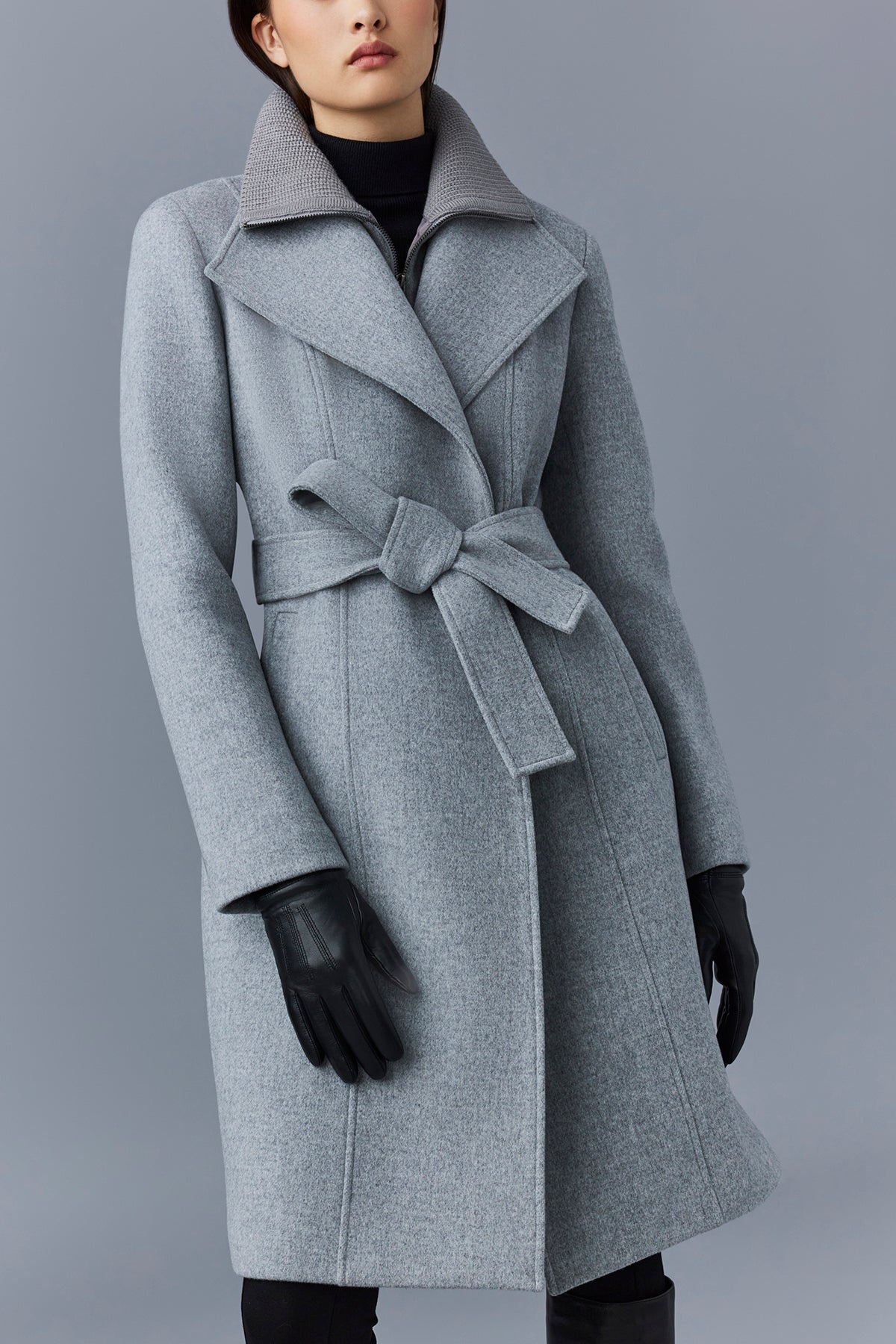 NORITA 2-in-1 double face wool coat with sash - 5