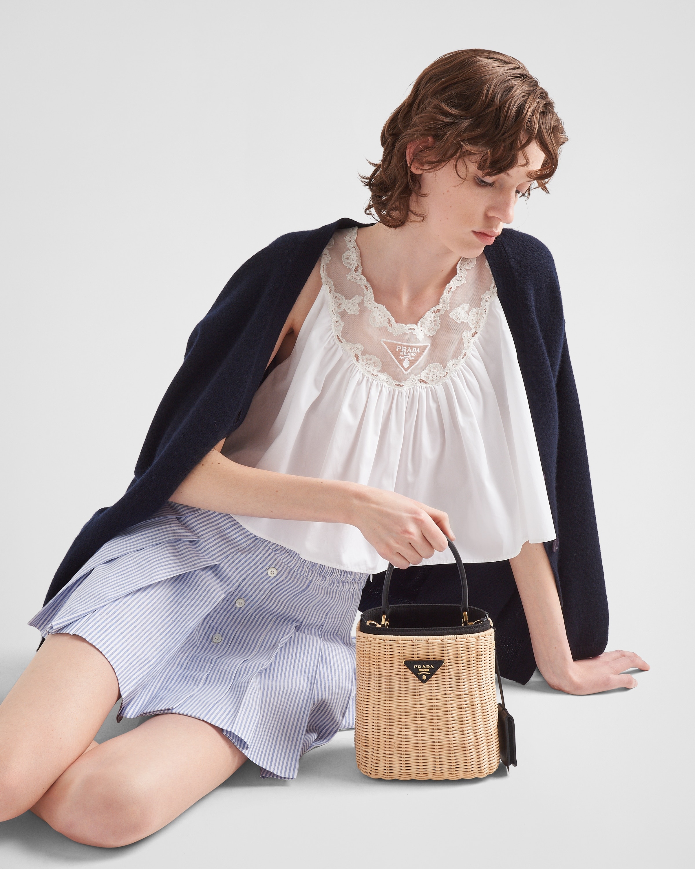 Oxford cotton pleated miniskirt - 4