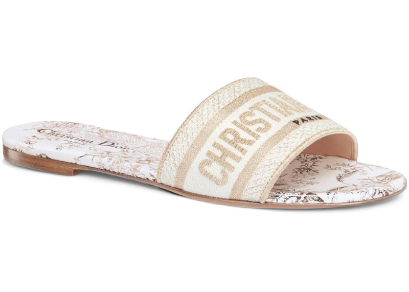 Dior Dior Dway Slide Embroidered White Gold (Women's) outlook