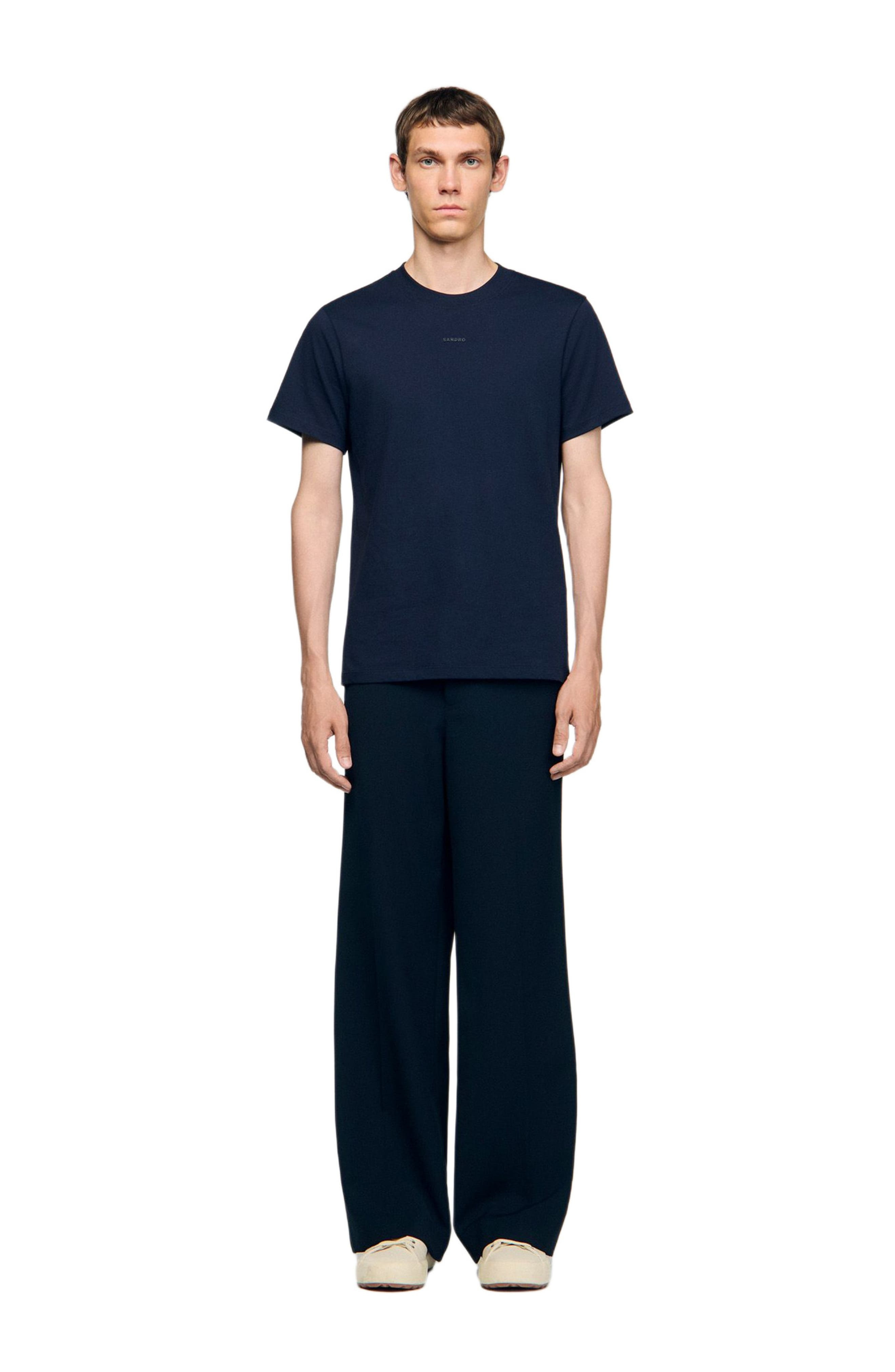 SANDRO Cotton T-shirt with logo in Midnight Blue at Nordstrom - 3