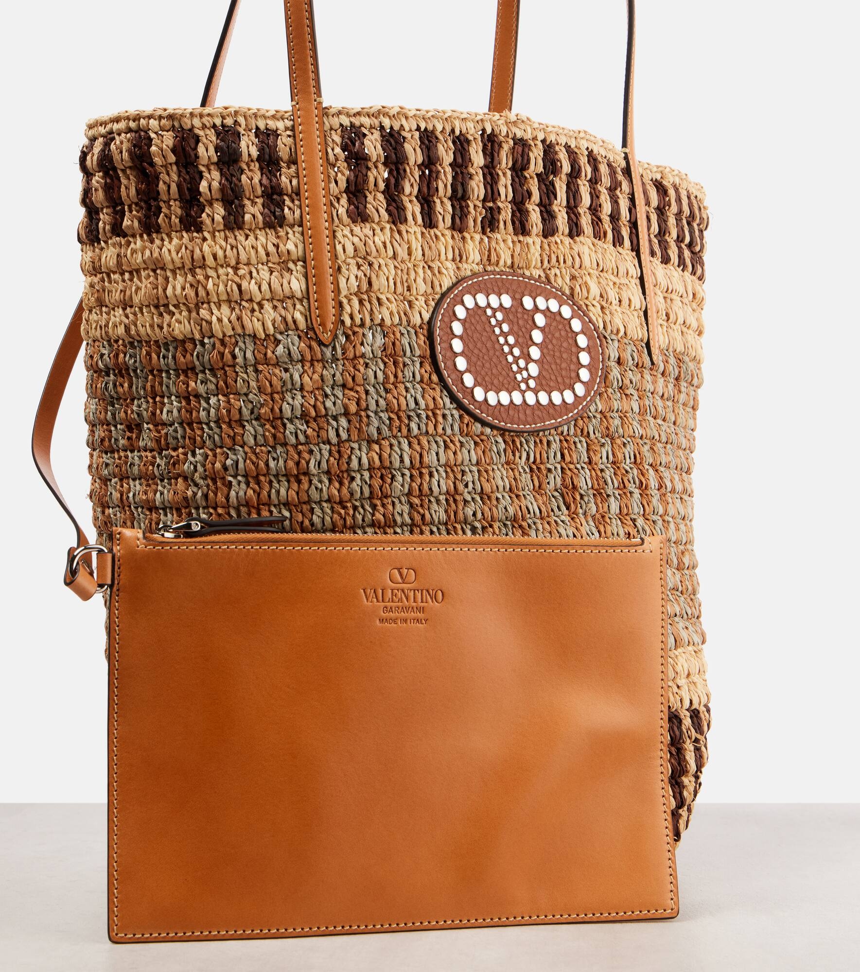 VLogo Signature Large raffia tote bag - 6