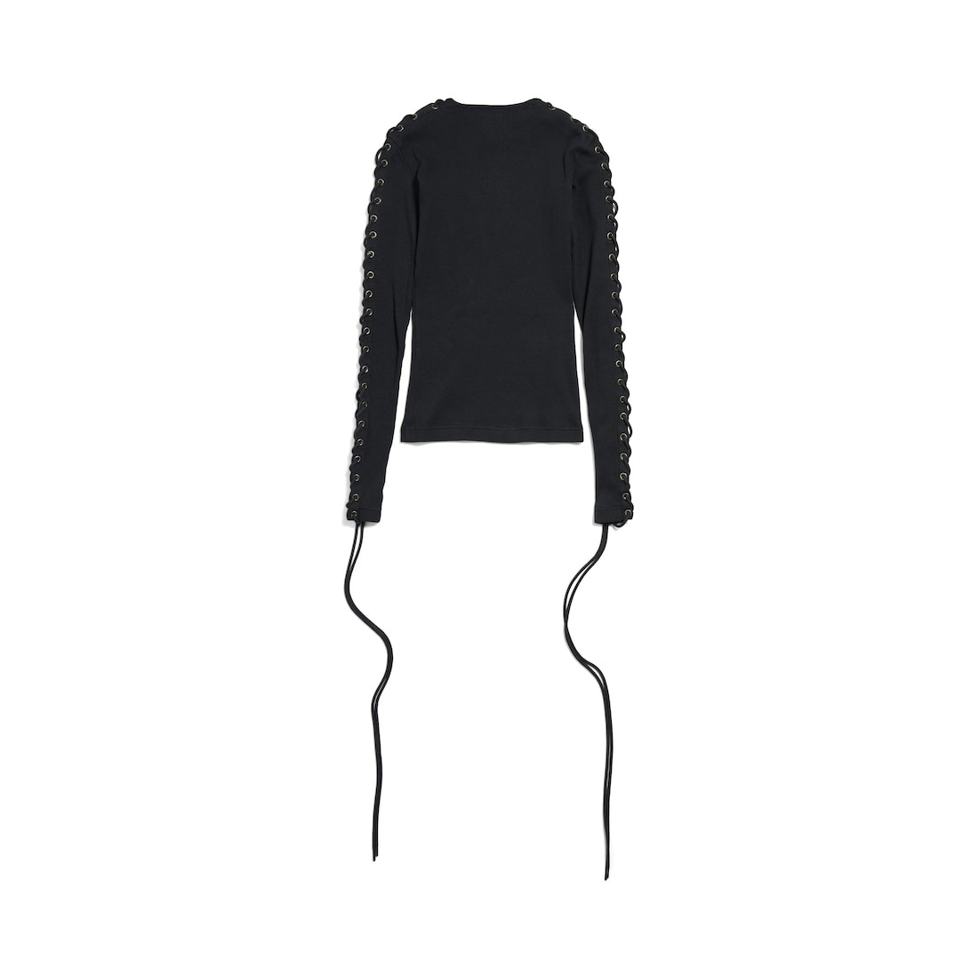 Women's Lace-up Long Sleeve T-shirt in Black - 6