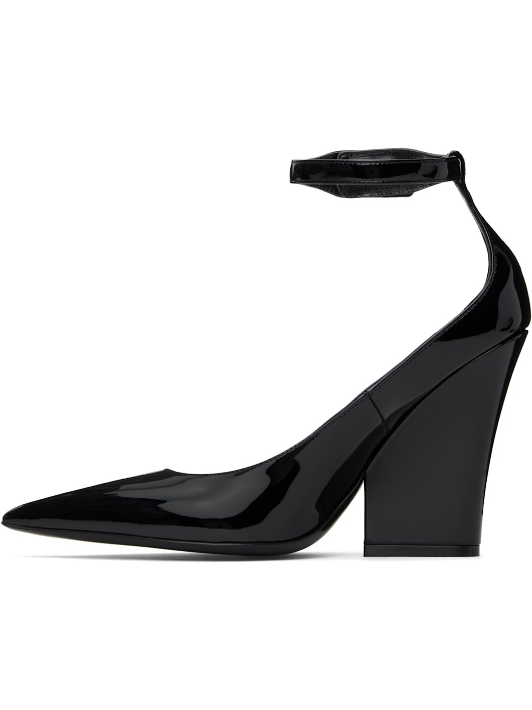 Black Ankle Strap Patent Leather Heels - 3