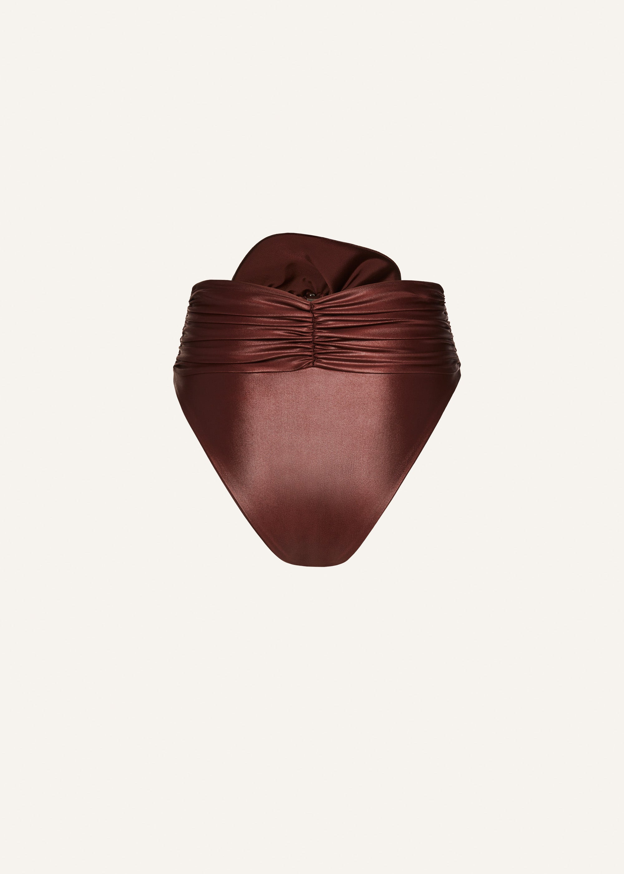 Classic high waist flower swim bottom in metallic brown - 2