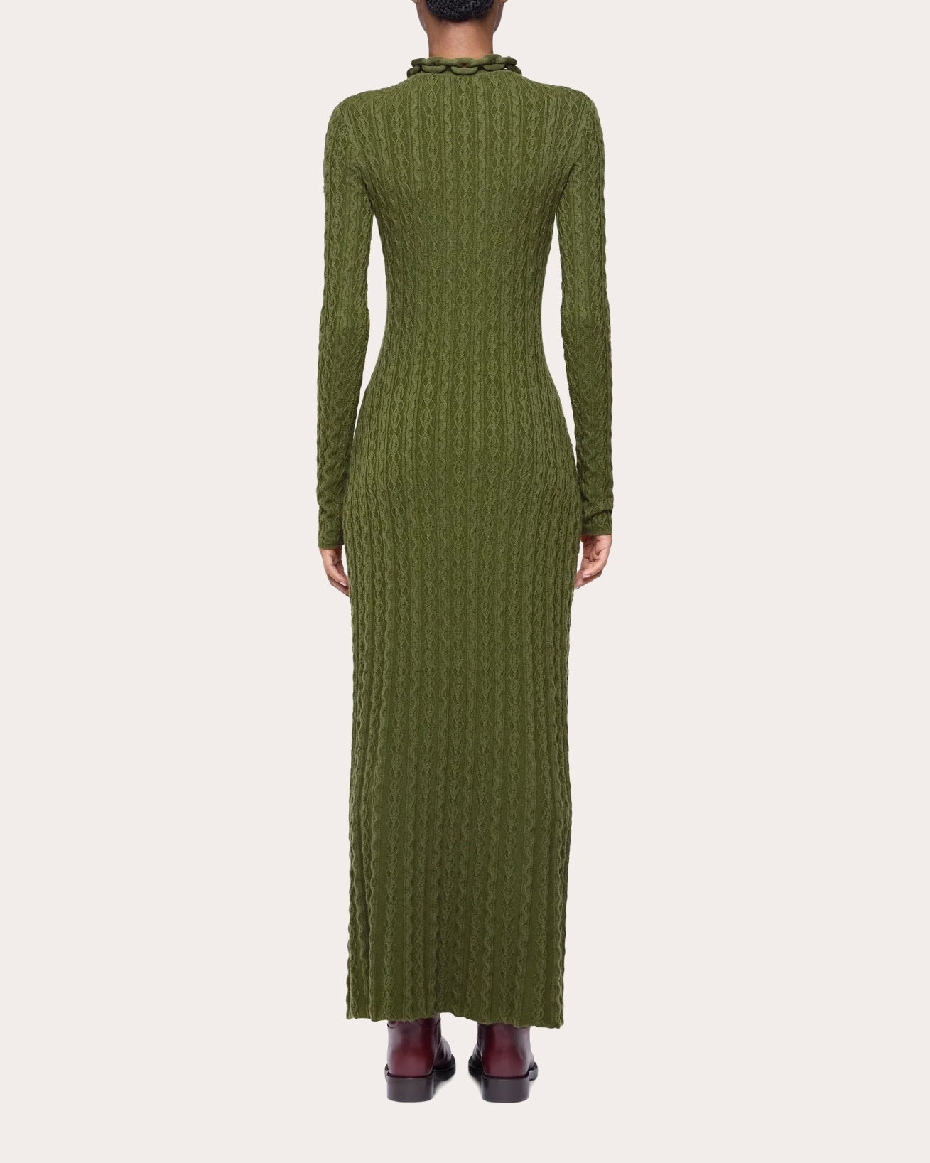 Wool Cashmere Cable Knit Chain Midi Dress - 3