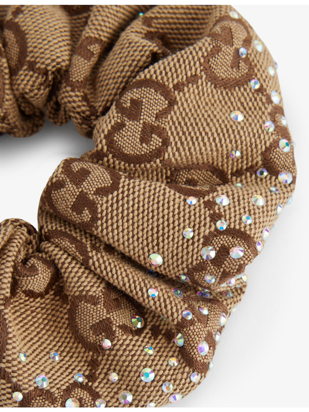 GG-Monogram Crystal-Embellished Canvas Hair Scrunchie - 2