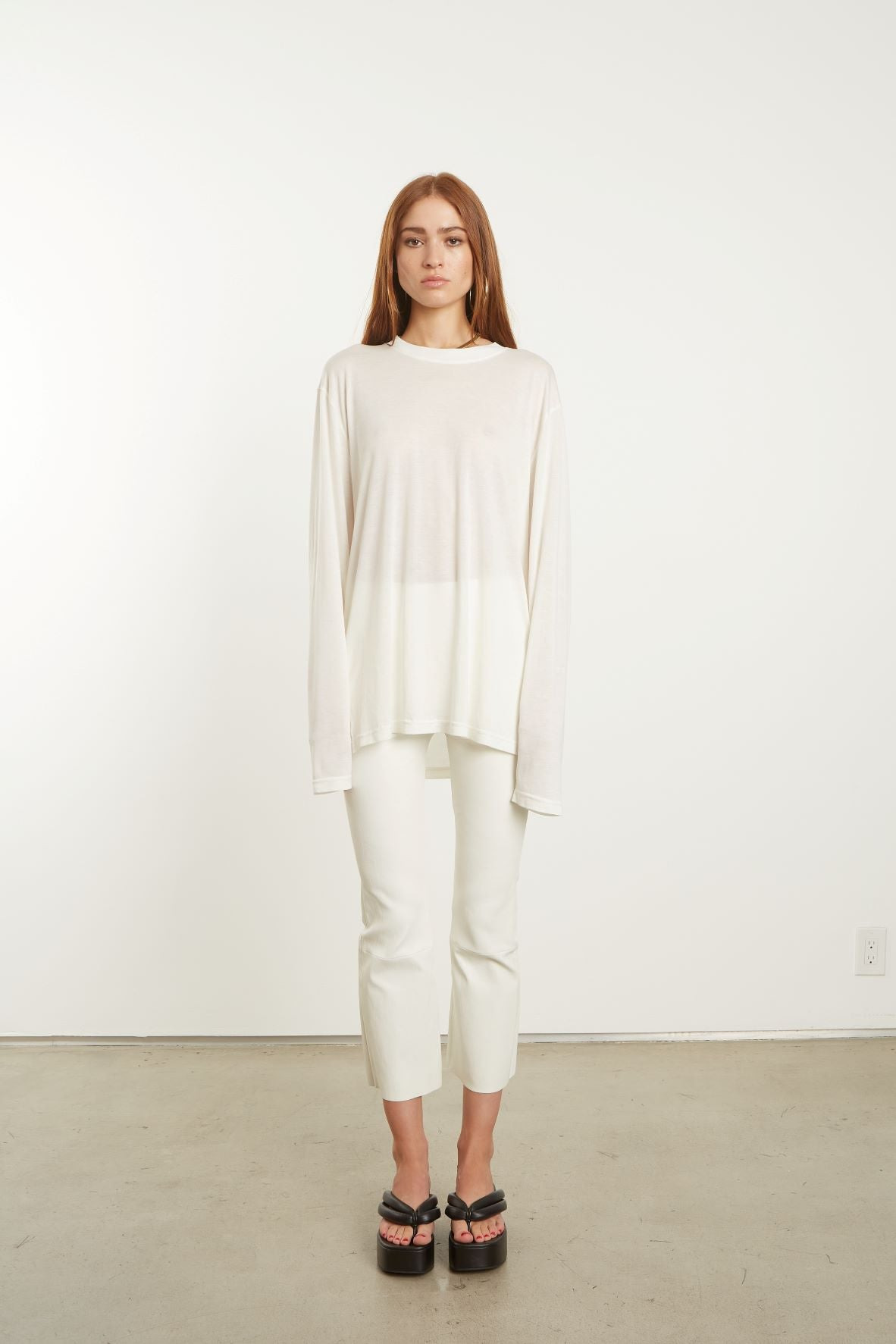 WHITE LONG SLEEVE OVERSIZED TEE - 2
