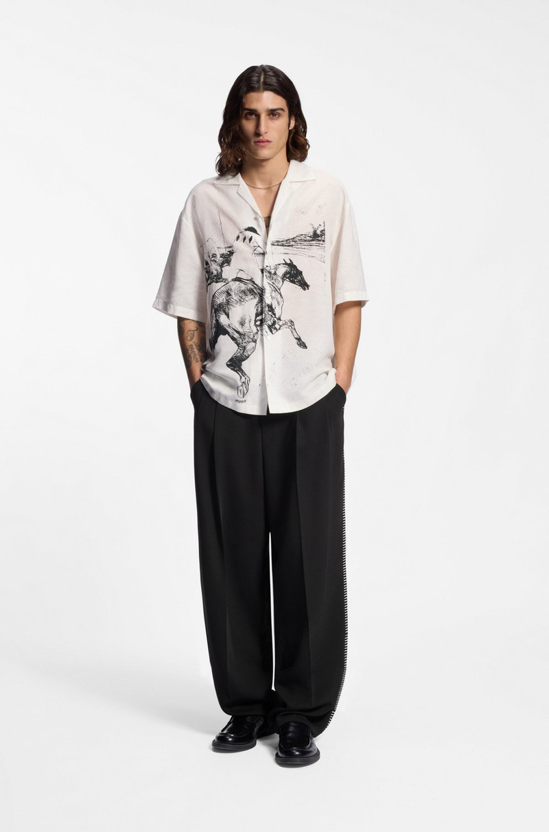 HUGO PLEAT-FRONT PANTS WITH WHIPSTITCH DETAILS outlook