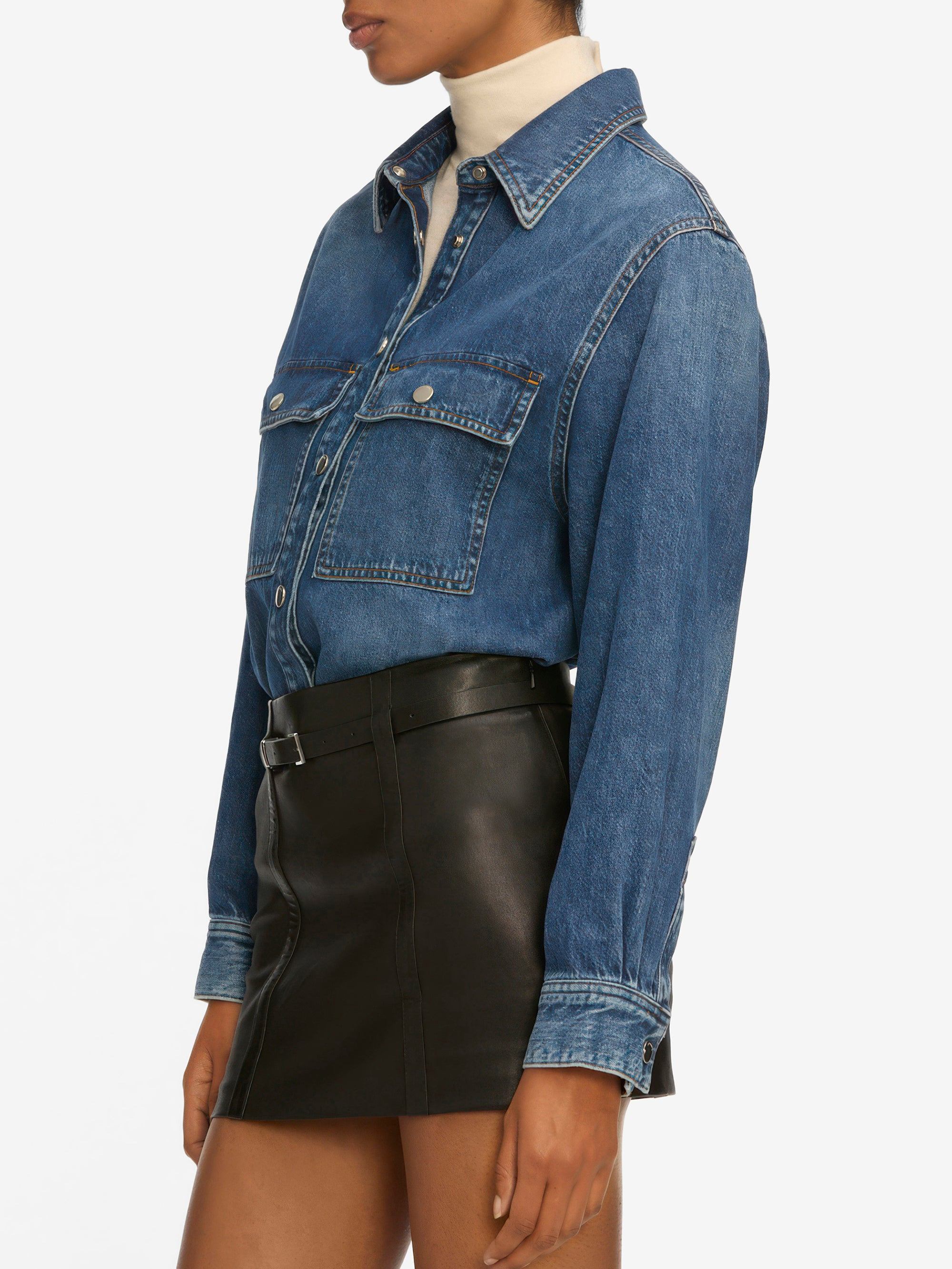 The Long Sleeve Hi-Low Shirt in Wander - 5