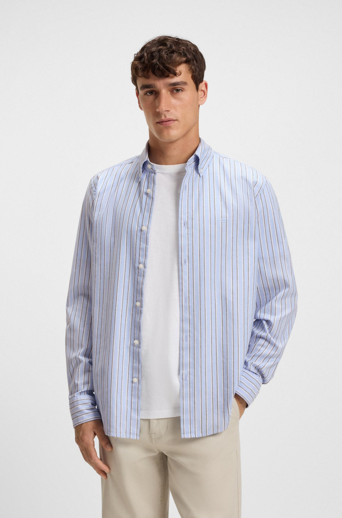 REGULAR-FIT SHIRT IN STRETCH-COTTON DOBBY - 2