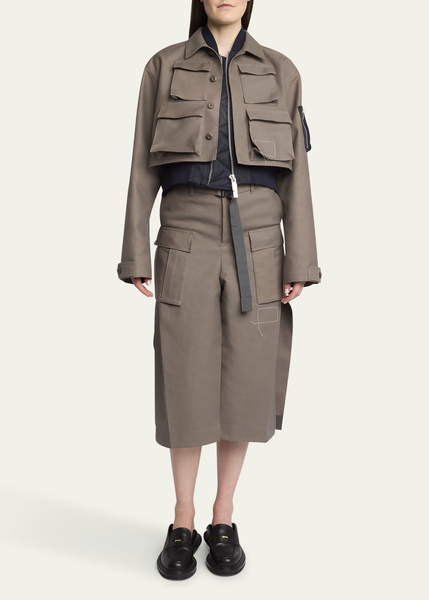 Hybrid Cargo Nylon Cropped Jacket - 2