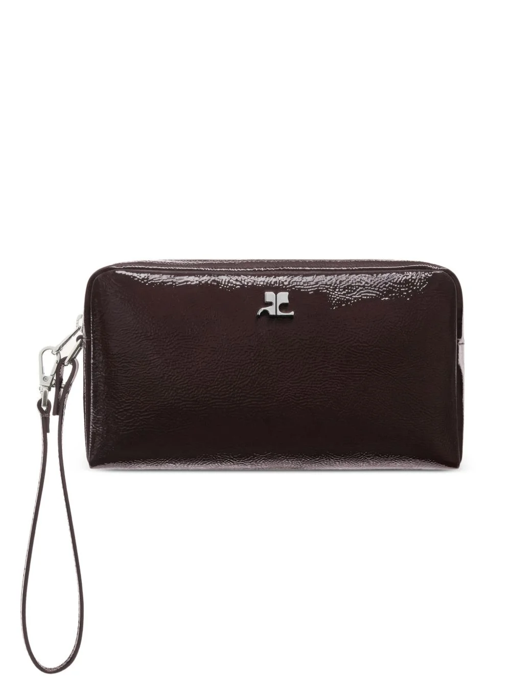 logo-plaque patent-leather wash bag - 1