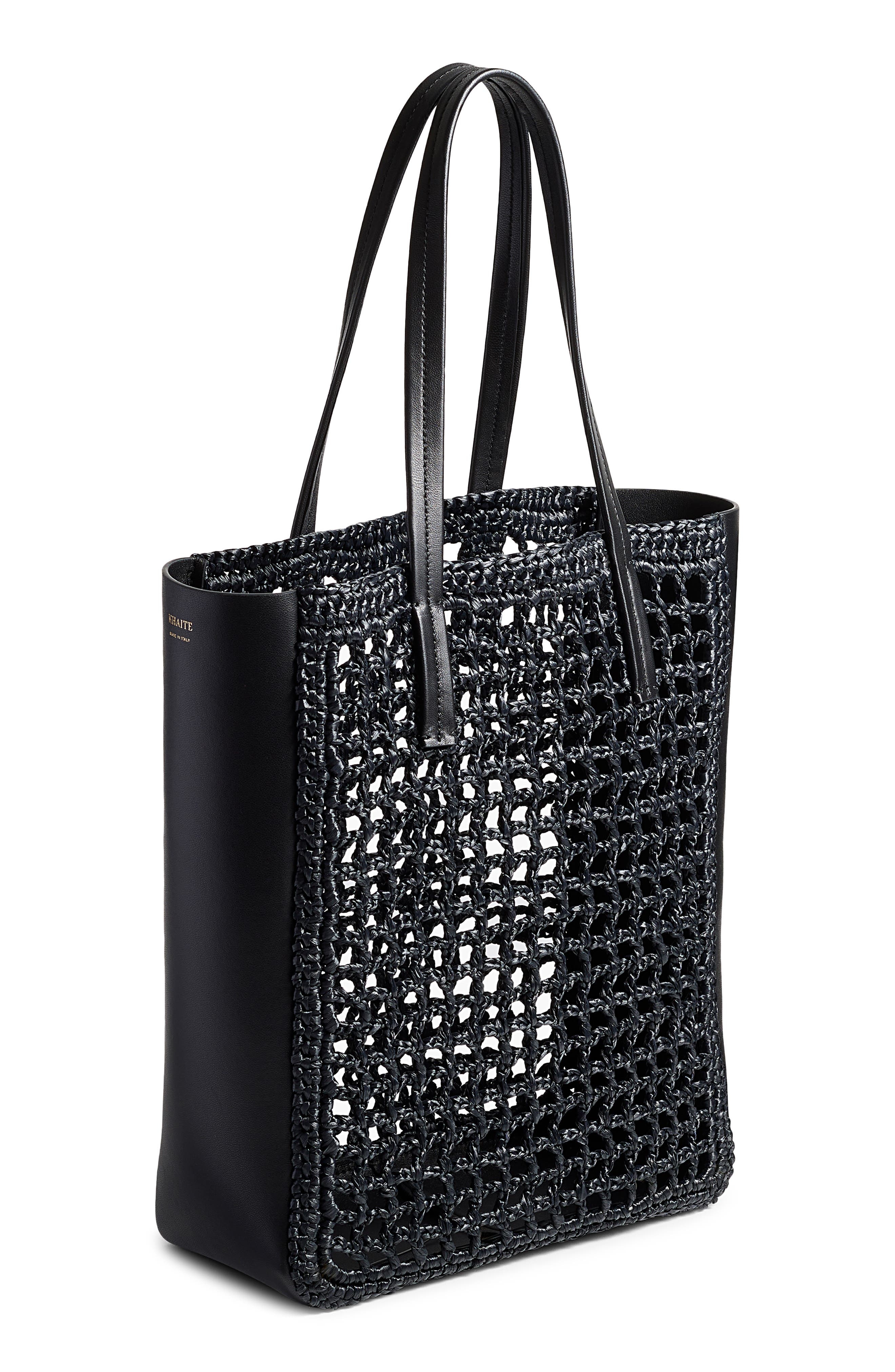 Khaite Small Zoe Raffia Tote in Black 200 at Nordstrom - 3