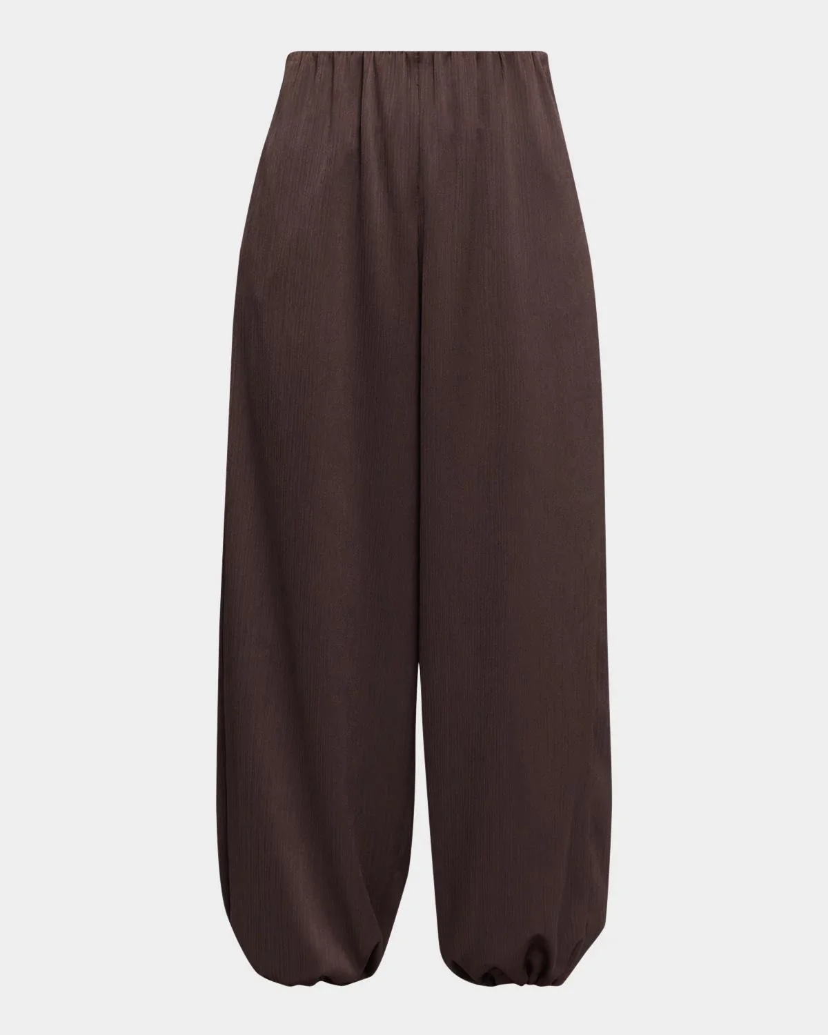 Mid-Rise Plissé Satin Bubble Pants - 1