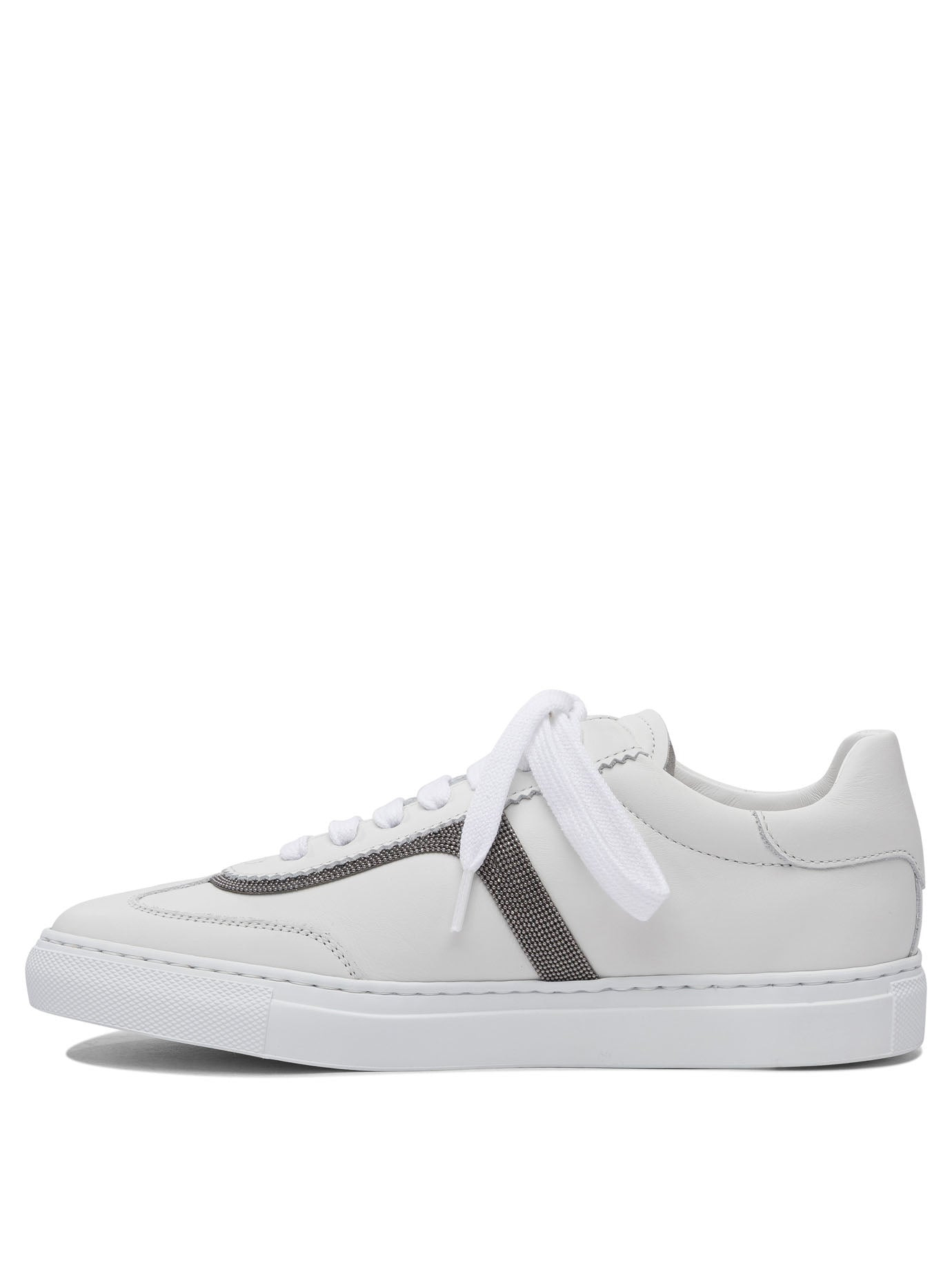 Brunello Cucinelli Leather Sneaker With Precious Detail - 3