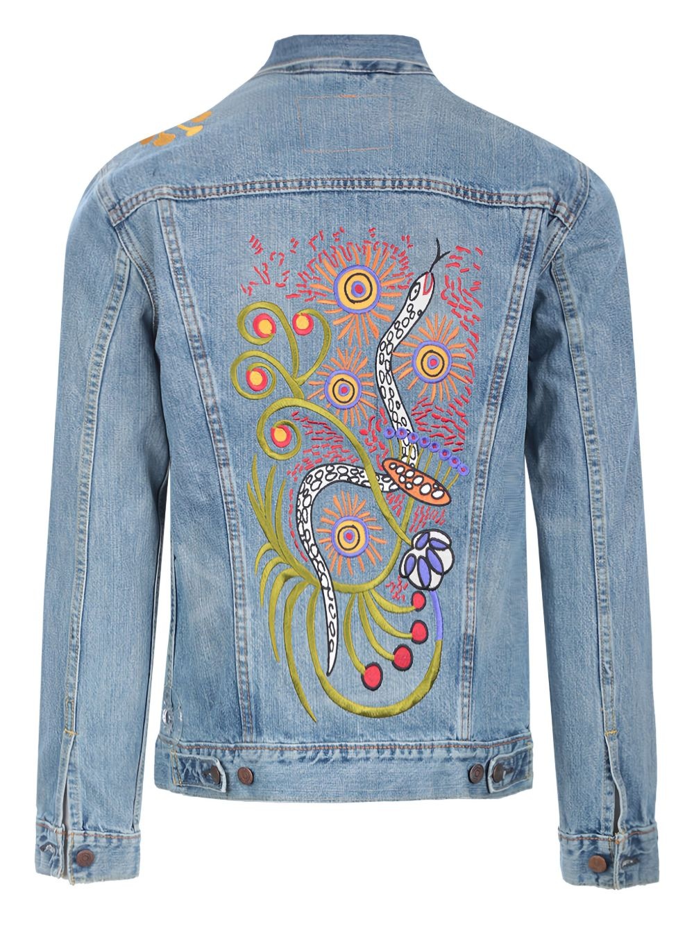 floral embroidered denim jacket - 2