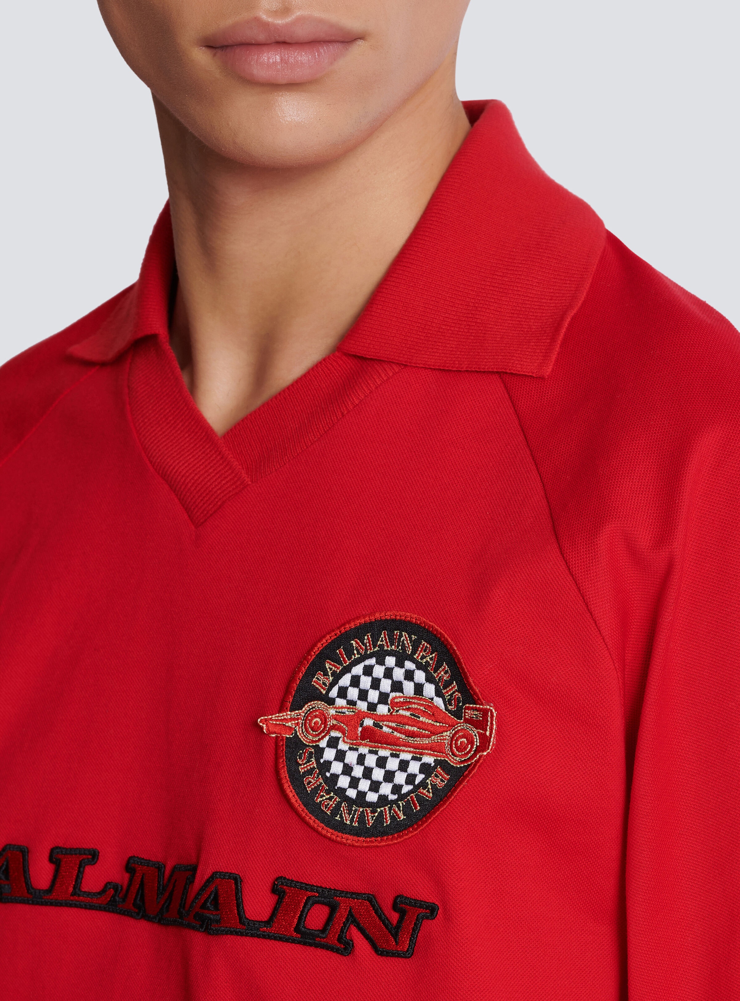 Cotton piqué polo shirt with Balmain Racing embroidery - 8