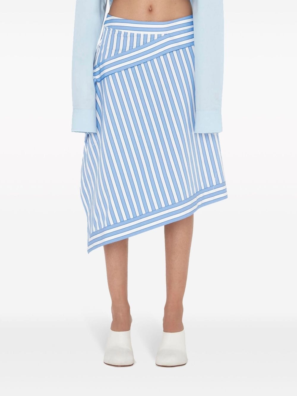 striped asymmetric midi skirt - 3