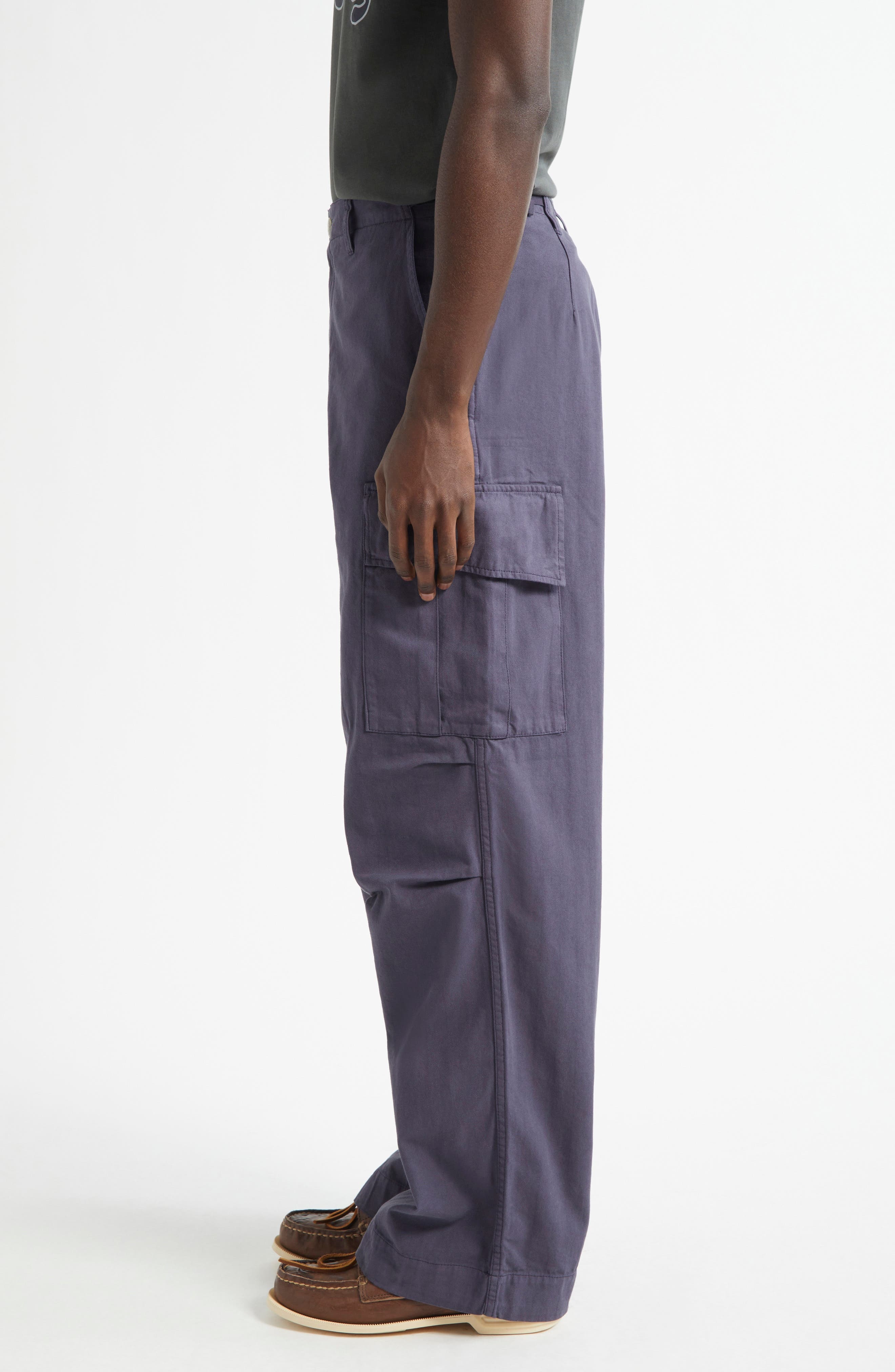 PALMES Cotton Herringbone Cargo Pants in Dark Blue at Nordstrom - 4