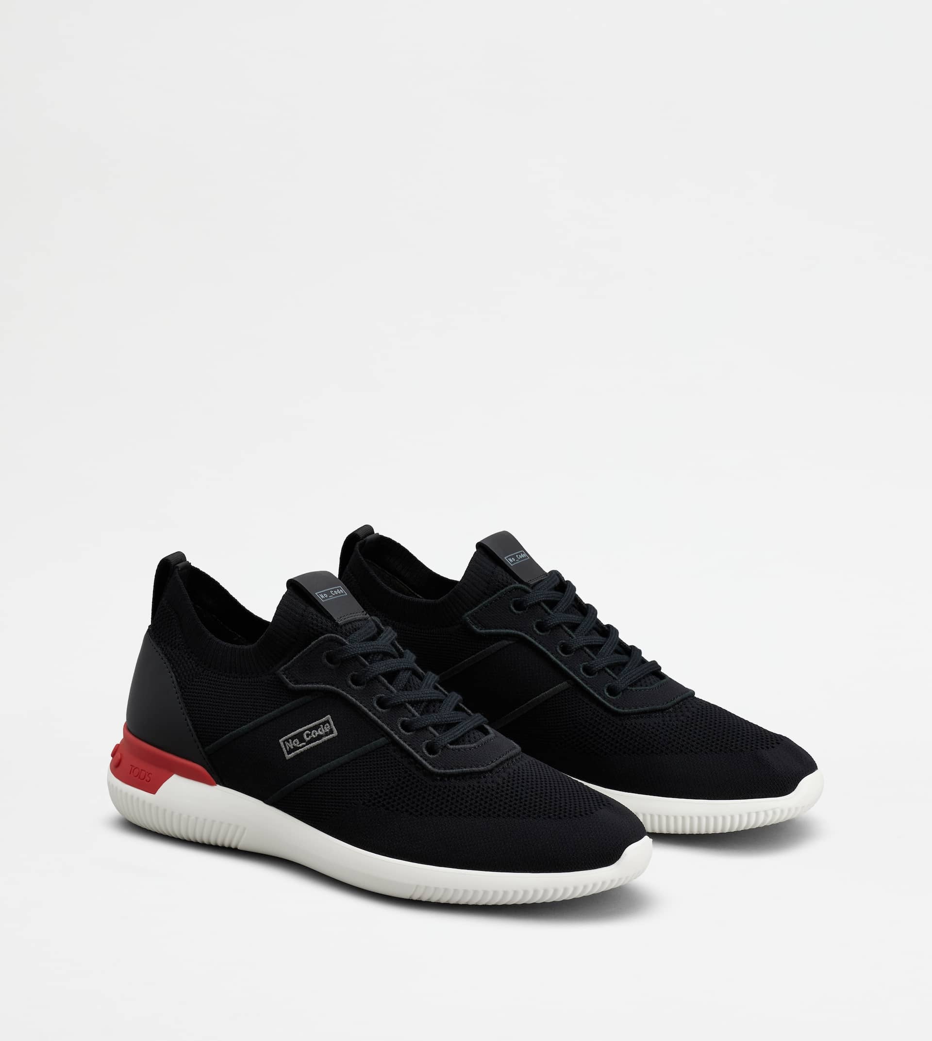 NO_CODE KNIT IN TECHNICAL FABRIC AND LEATHER - BLACK, RED, WHITE - 3