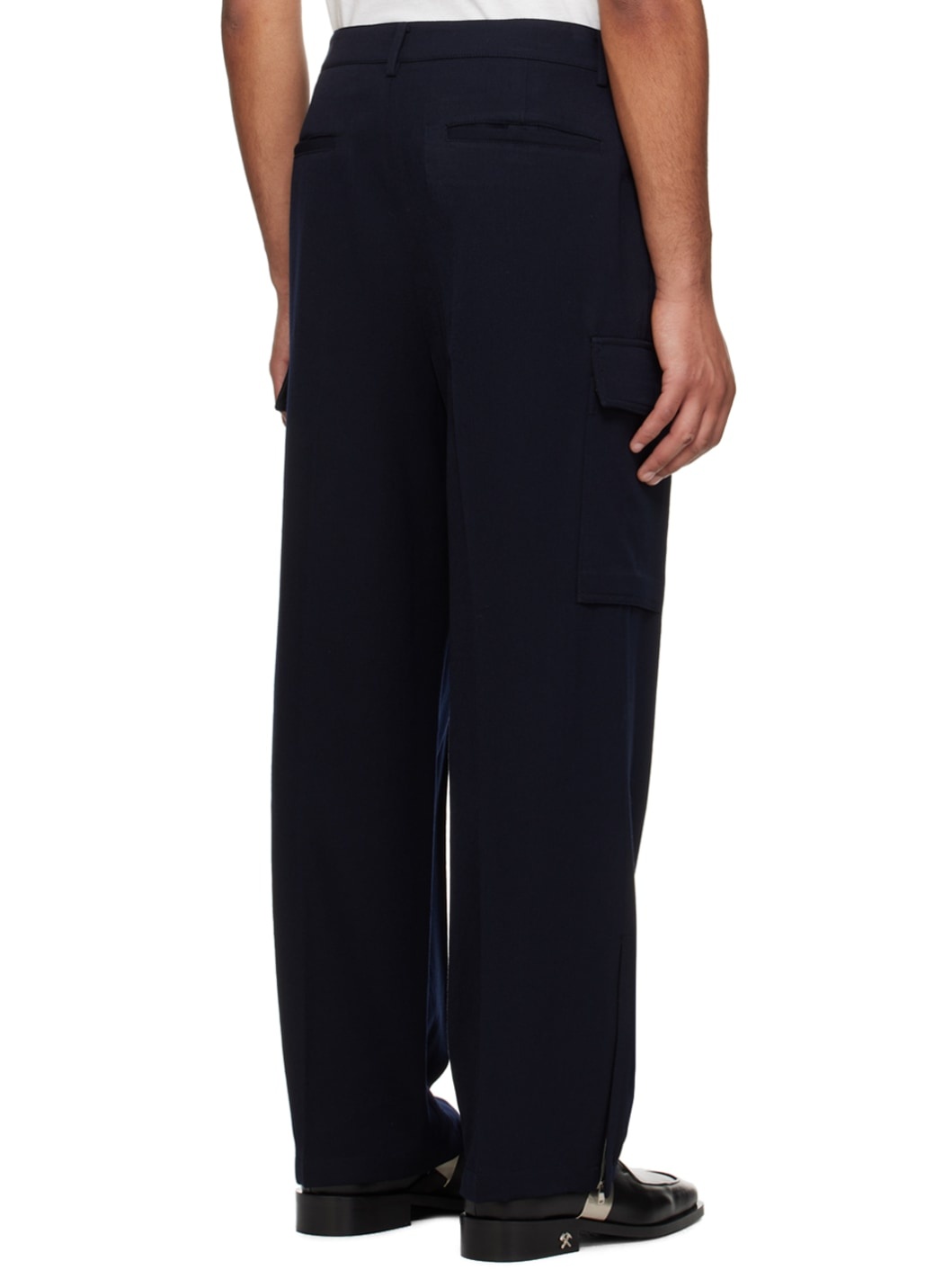 Navy Creased Cargo Pants - 3