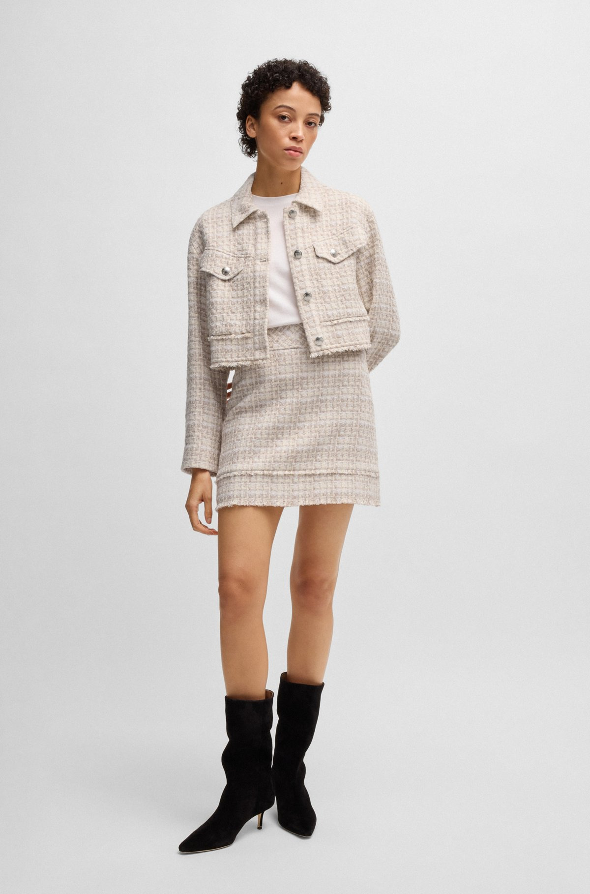 SLIM-FIT TWEED MINI SKIRT WITH FRINGING - 3