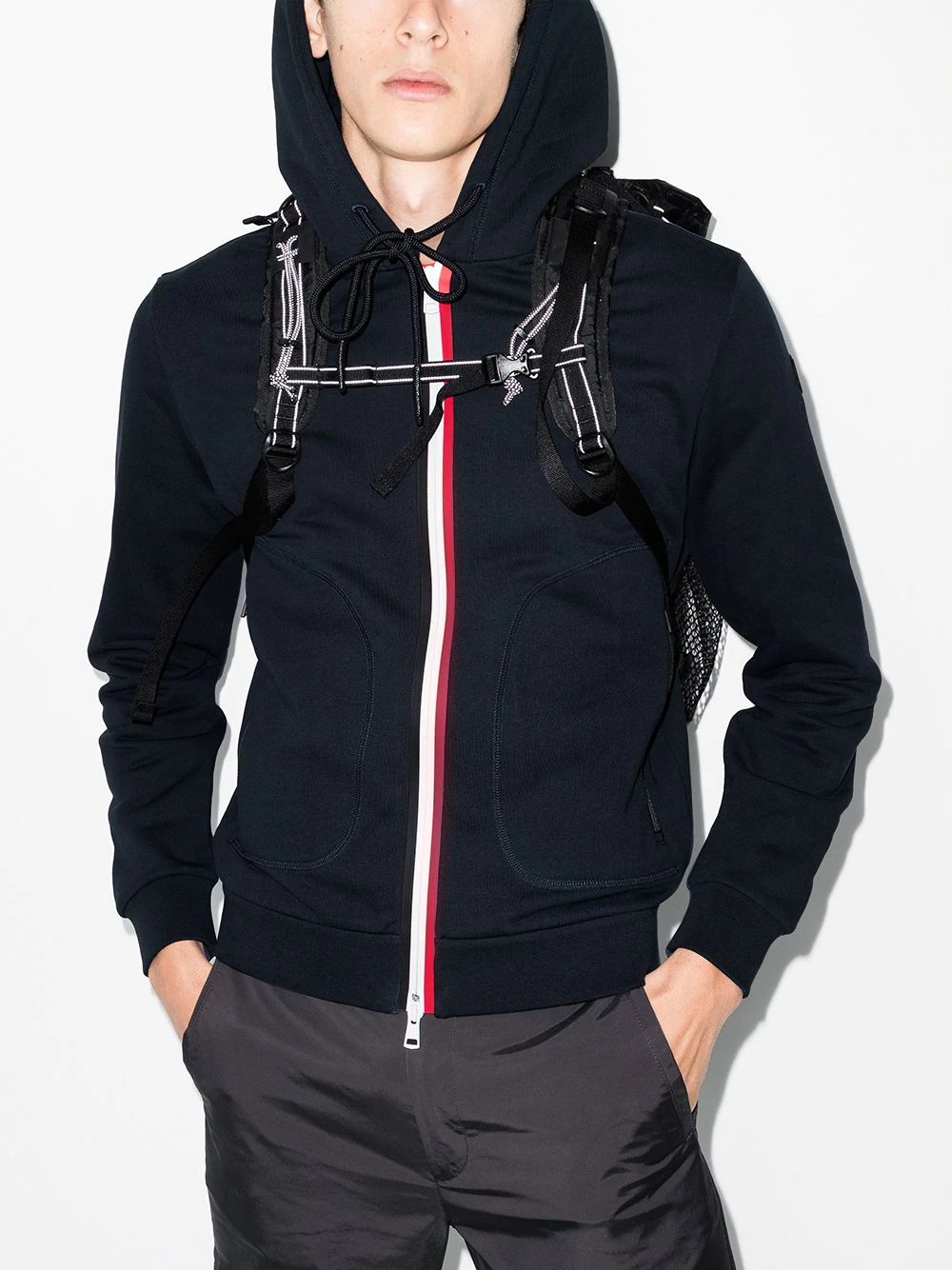 striped zip-fastening hoodie - 2