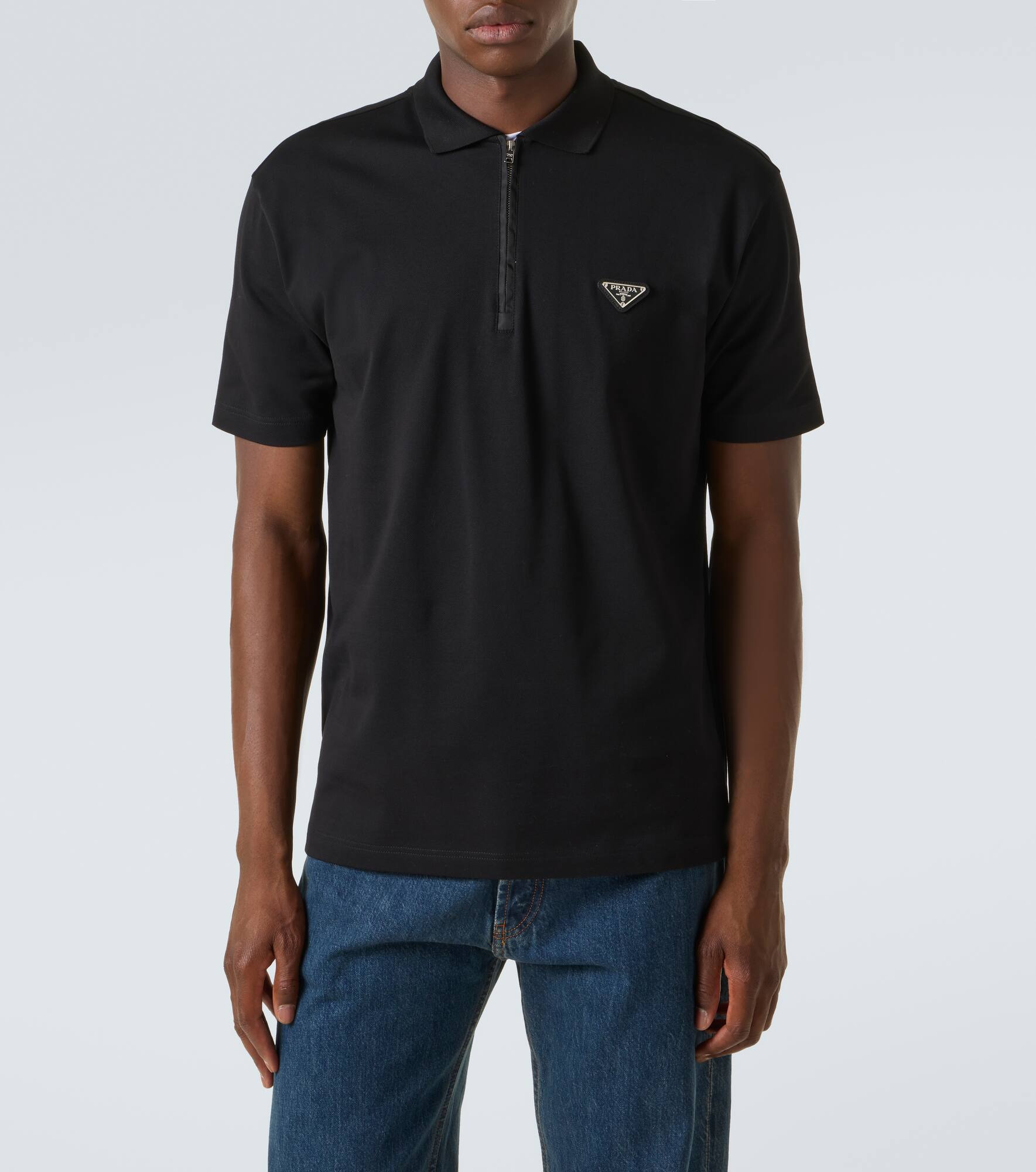 Re-Nylon-trimmed cotton piqué polo shirt - 3